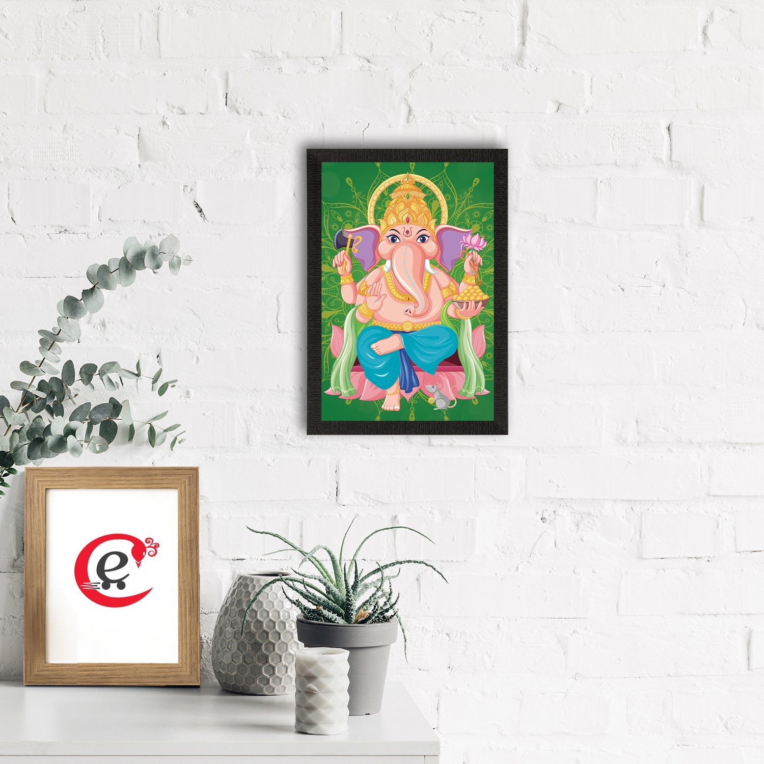 Lord Ganesha Satin Matt Texture UV Art Painting Kafalo