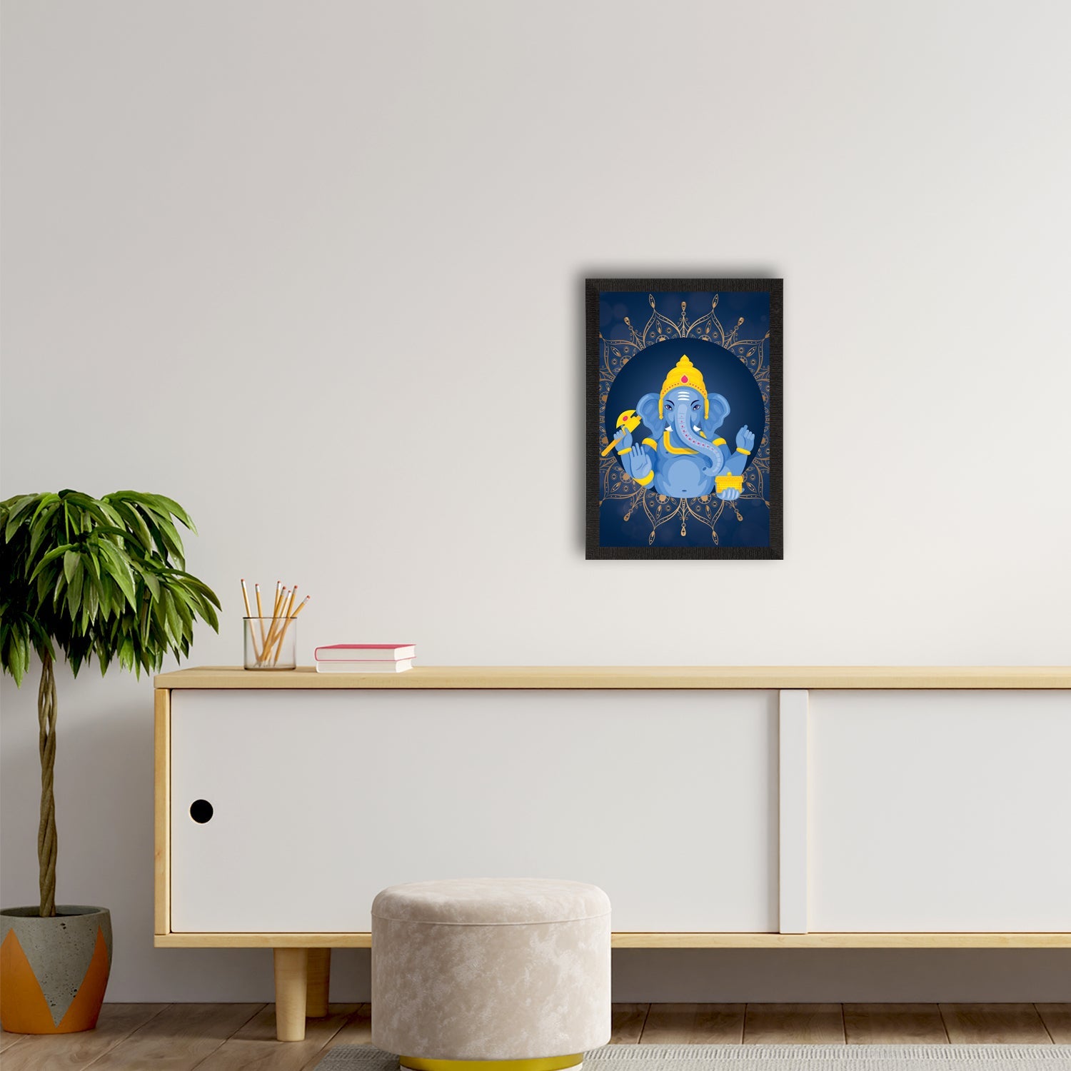 Lord Ganesha Satin Matt Texture UV Art Painting Kafalo