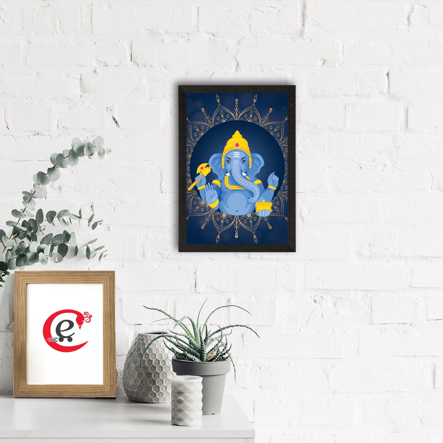 Lord Ganesha Satin Matt Texture UV Art Painting Kafalo