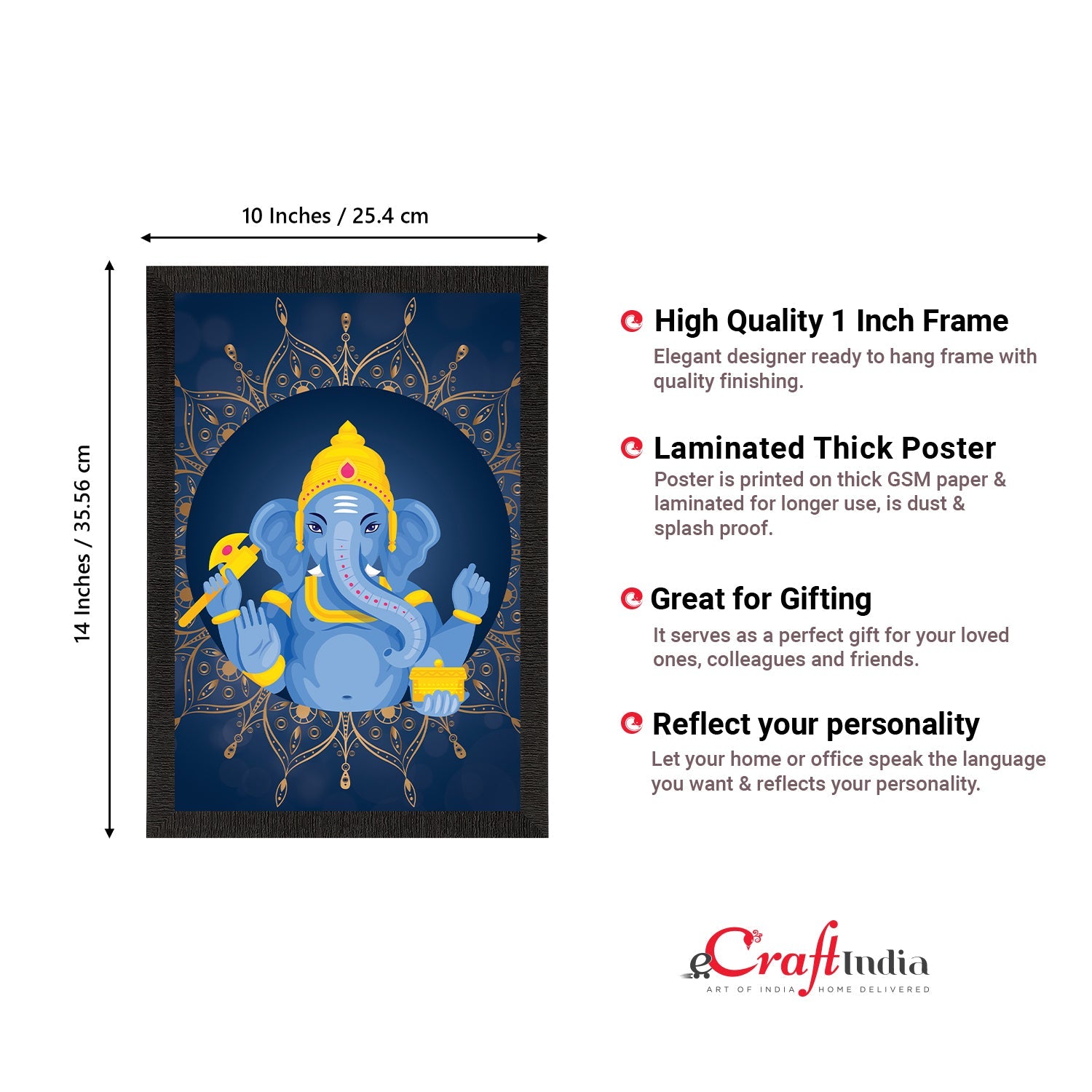 Lord Ganesha Satin Matt Texture UV Art Painting Kafalo