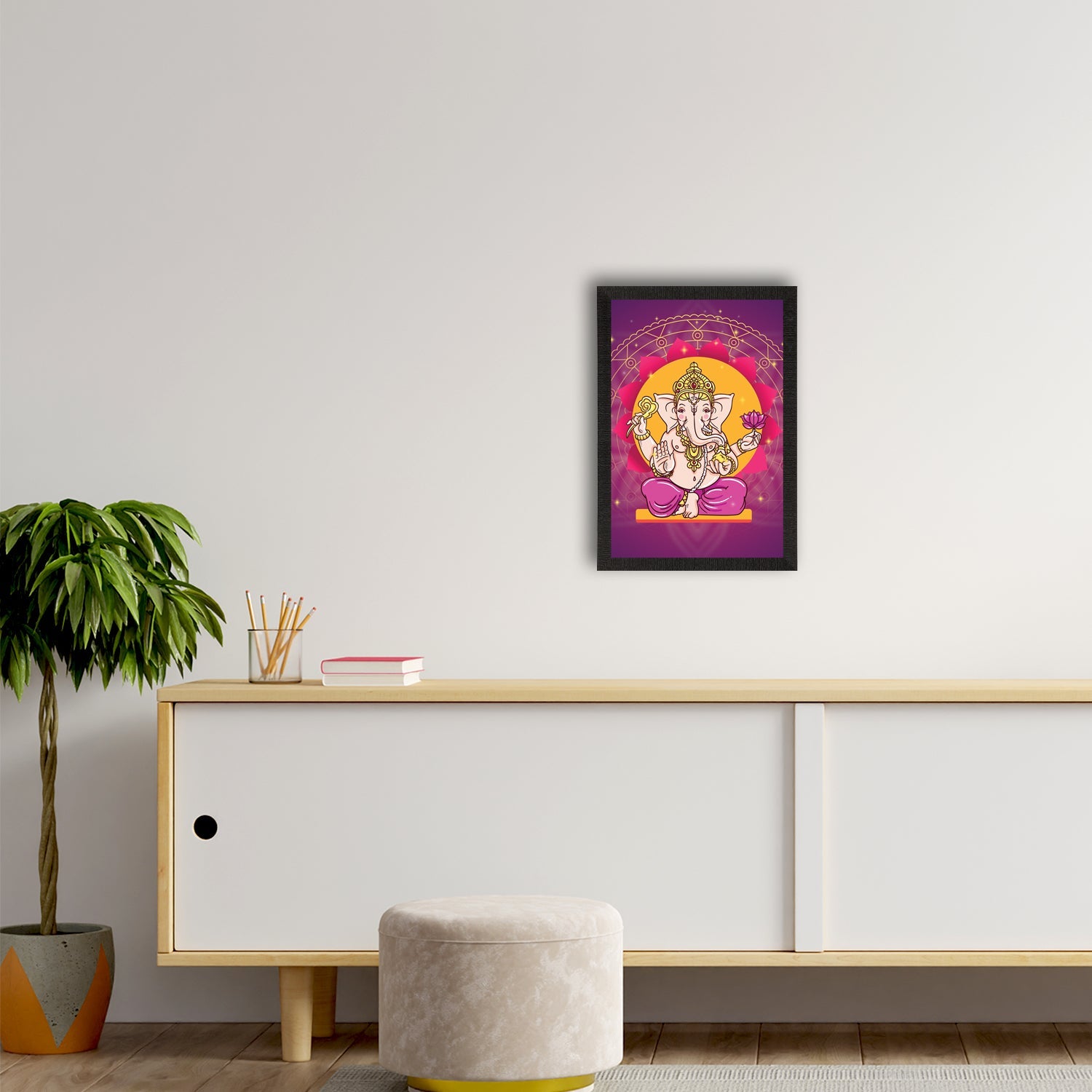 Lord Ganesha Satin Matt Texture UV Art Painting Kafalo