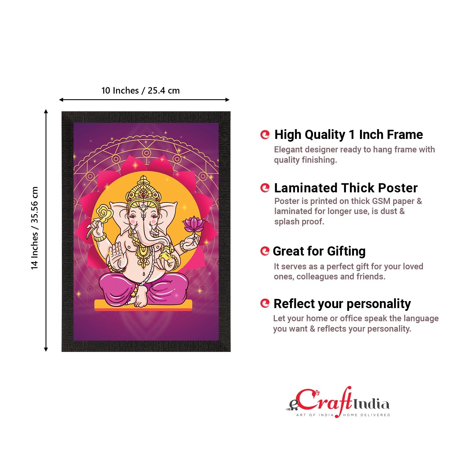 Lord Ganesha Satin Matt Texture UV Art Painting Kafalo