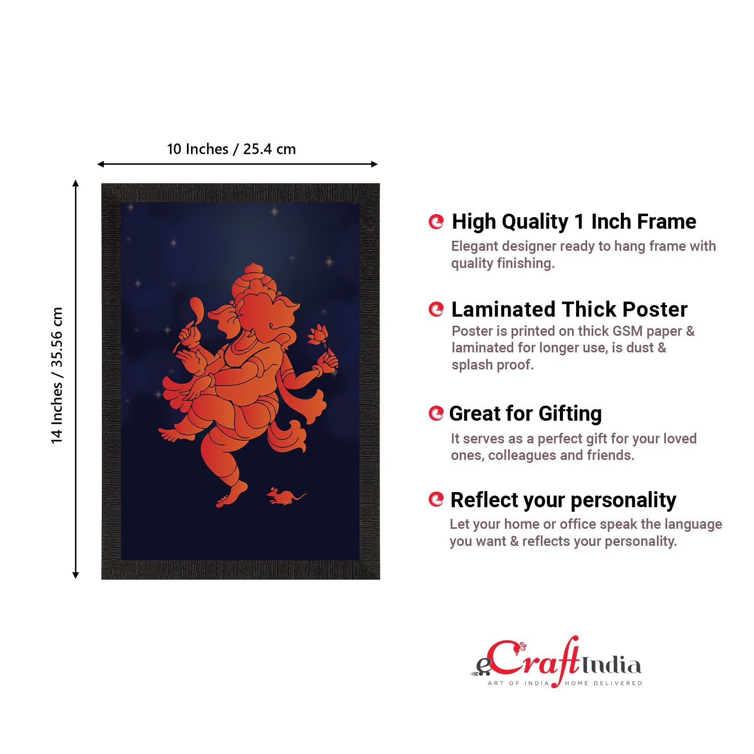Lord Ganesha Satin Matt Texture UV Art Painting Kafalo