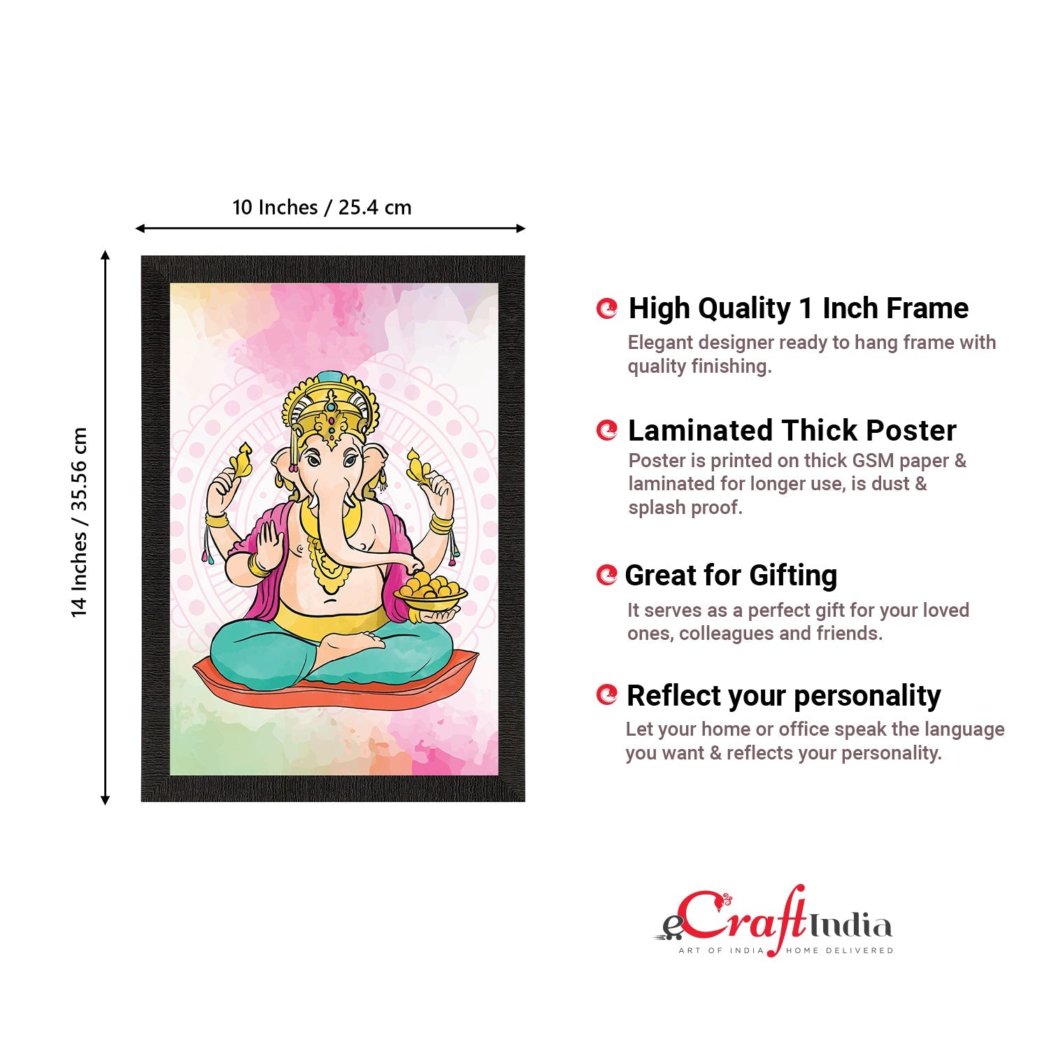 Lord Ganesha Satin Matt Texture UV Art Painting Kafalo