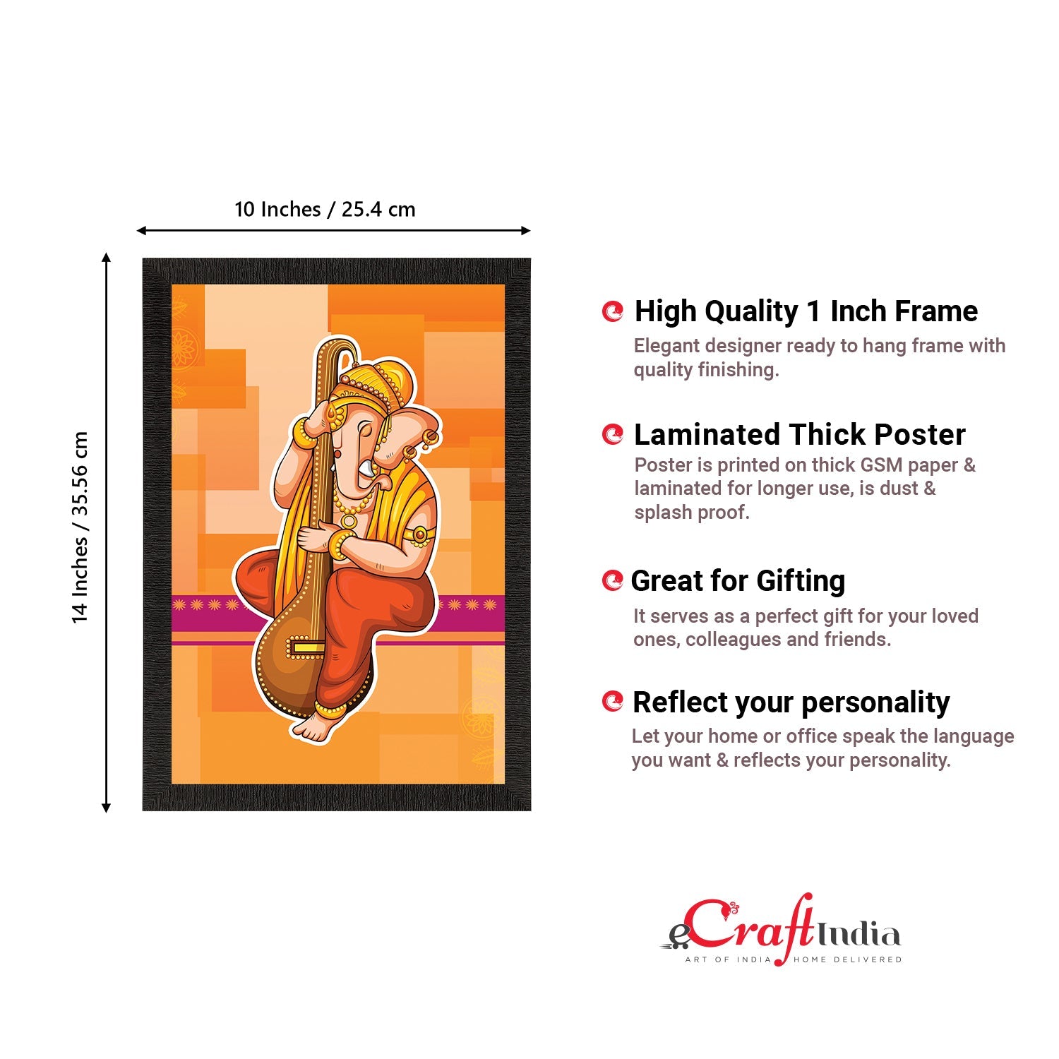 Lord Ganesha Satin Matt Texture UV Art Painting Kafalo