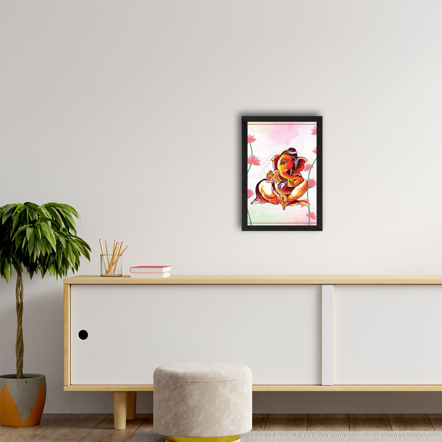 Lord Ganesha Satin Matt Texture UV Art Painting Kafalo