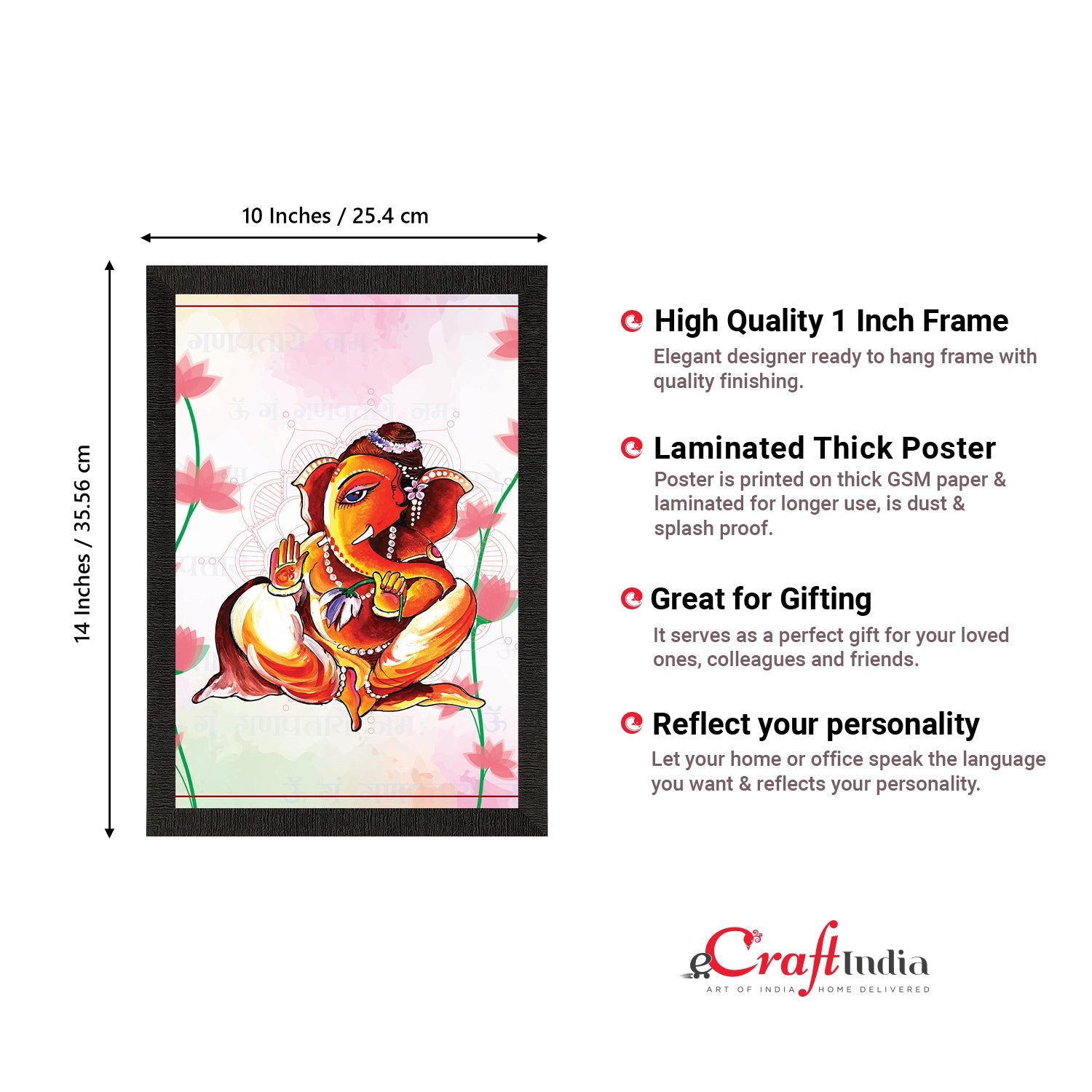 Lord Ganesha Satin Matt Texture UV Art Painting Kafalo