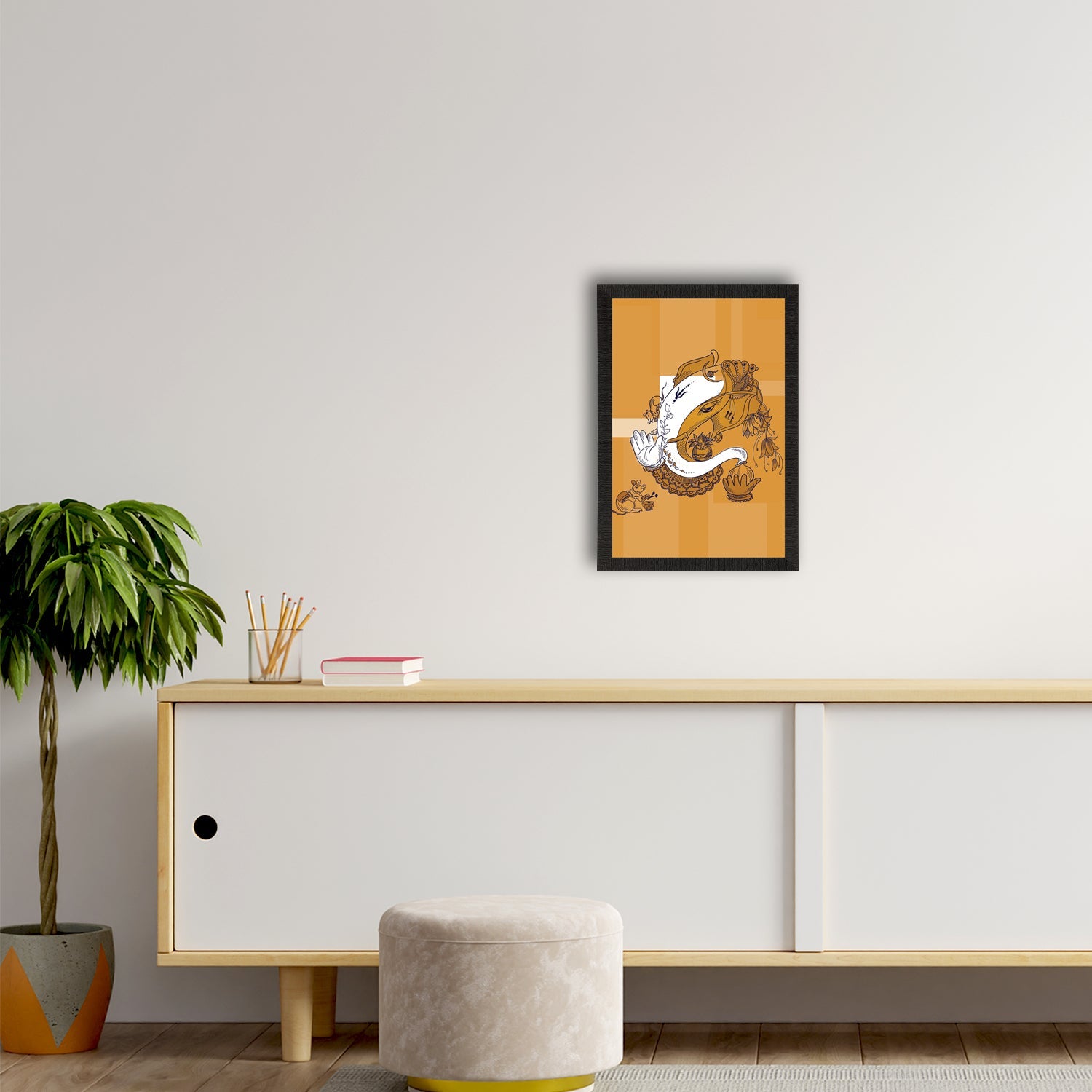 Lord Ganesha Satin Matt Texture UV Art Painting Kafalo