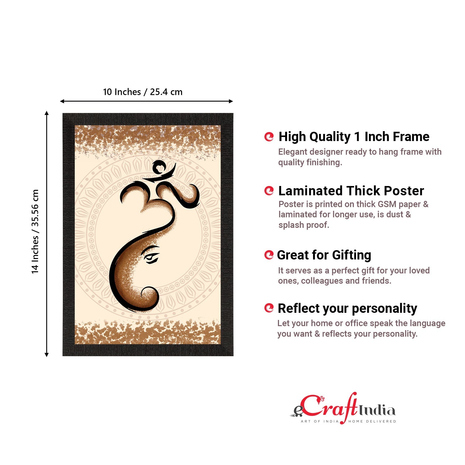 Lord Ganesha Satin Matt Texture UV Art Painting Kafalo