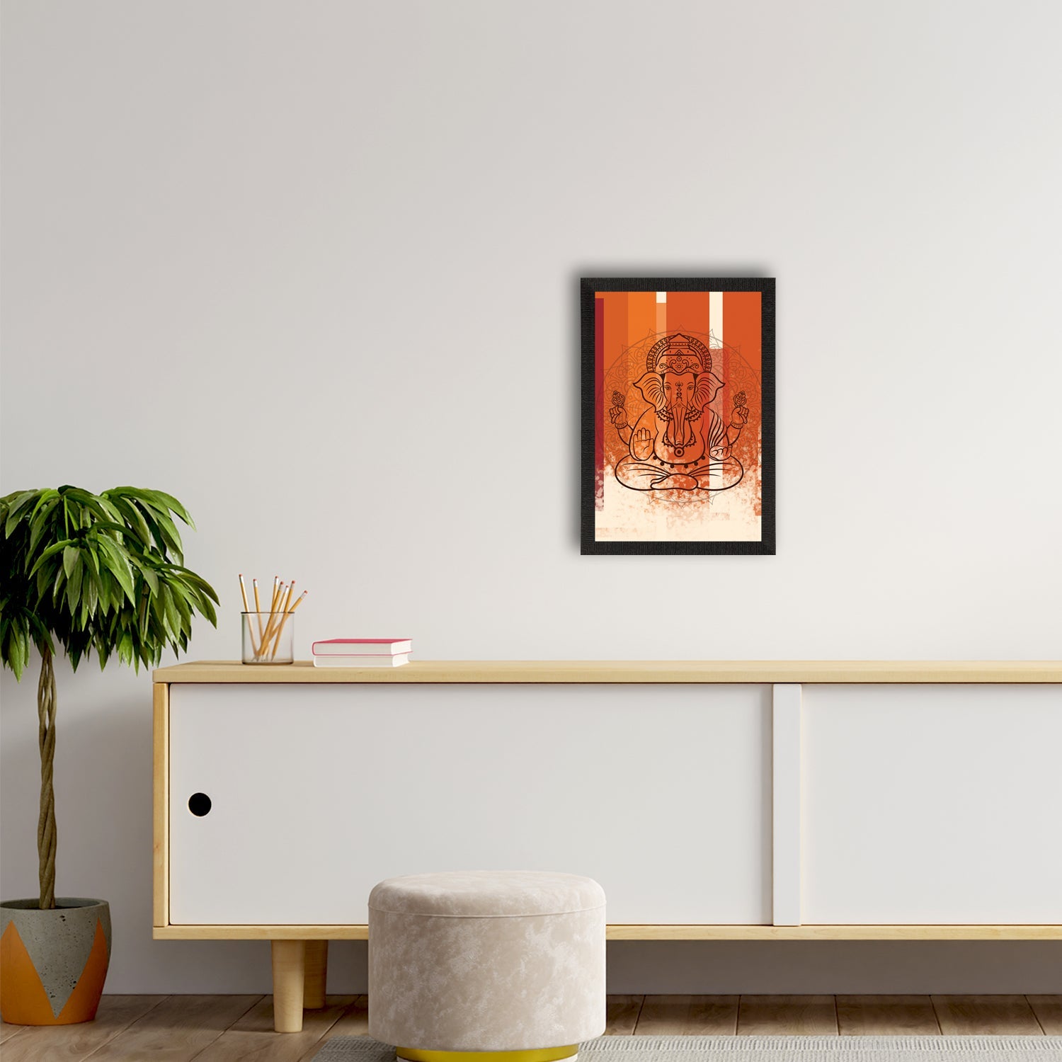 Lord Ganesha Satin Matt Texture UV Art Painting Kafalo