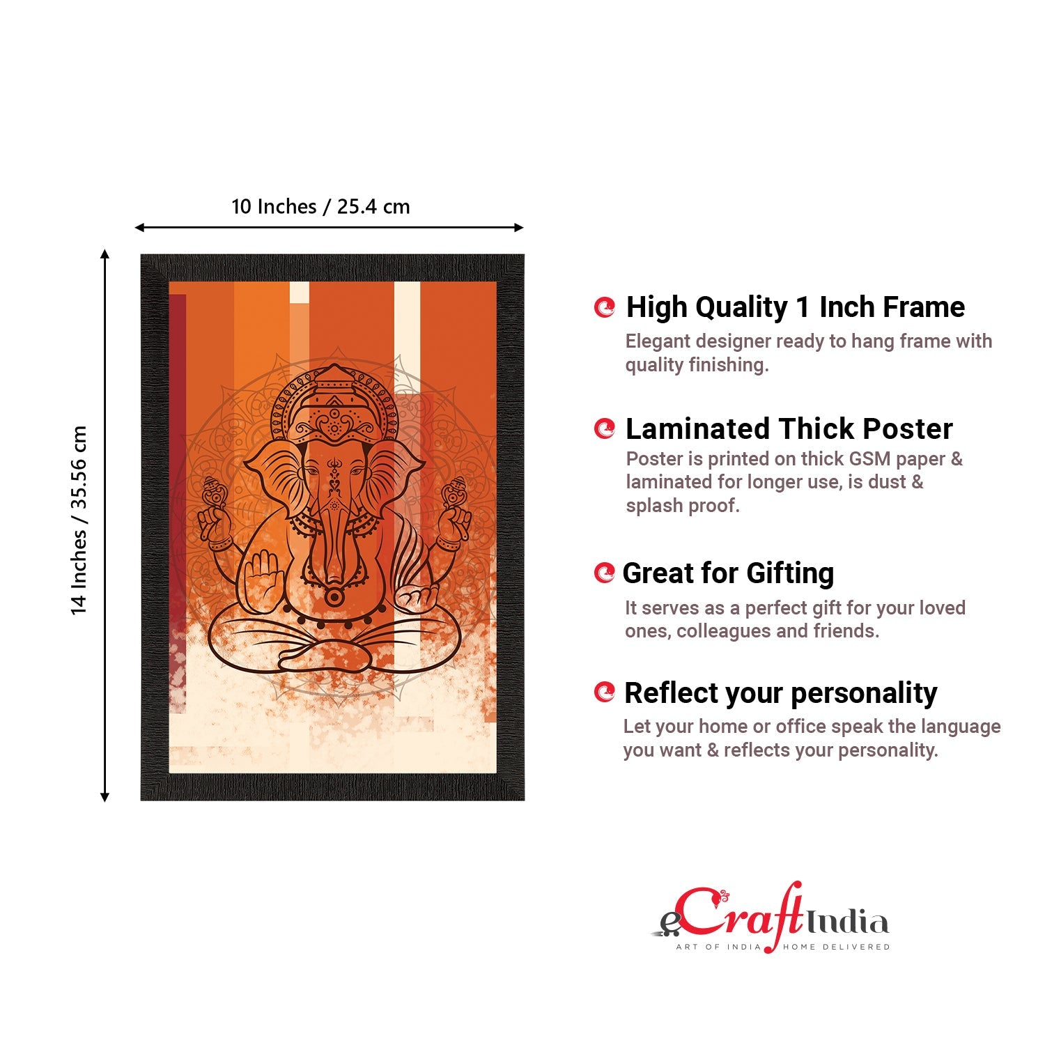 Lord Ganesha Satin Matt Texture UV Art Painting Kafalo