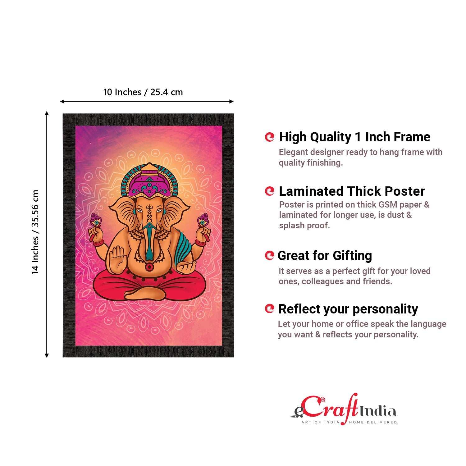Lord Ganesha Satin Matt Texture UV Art Painting Kafalo