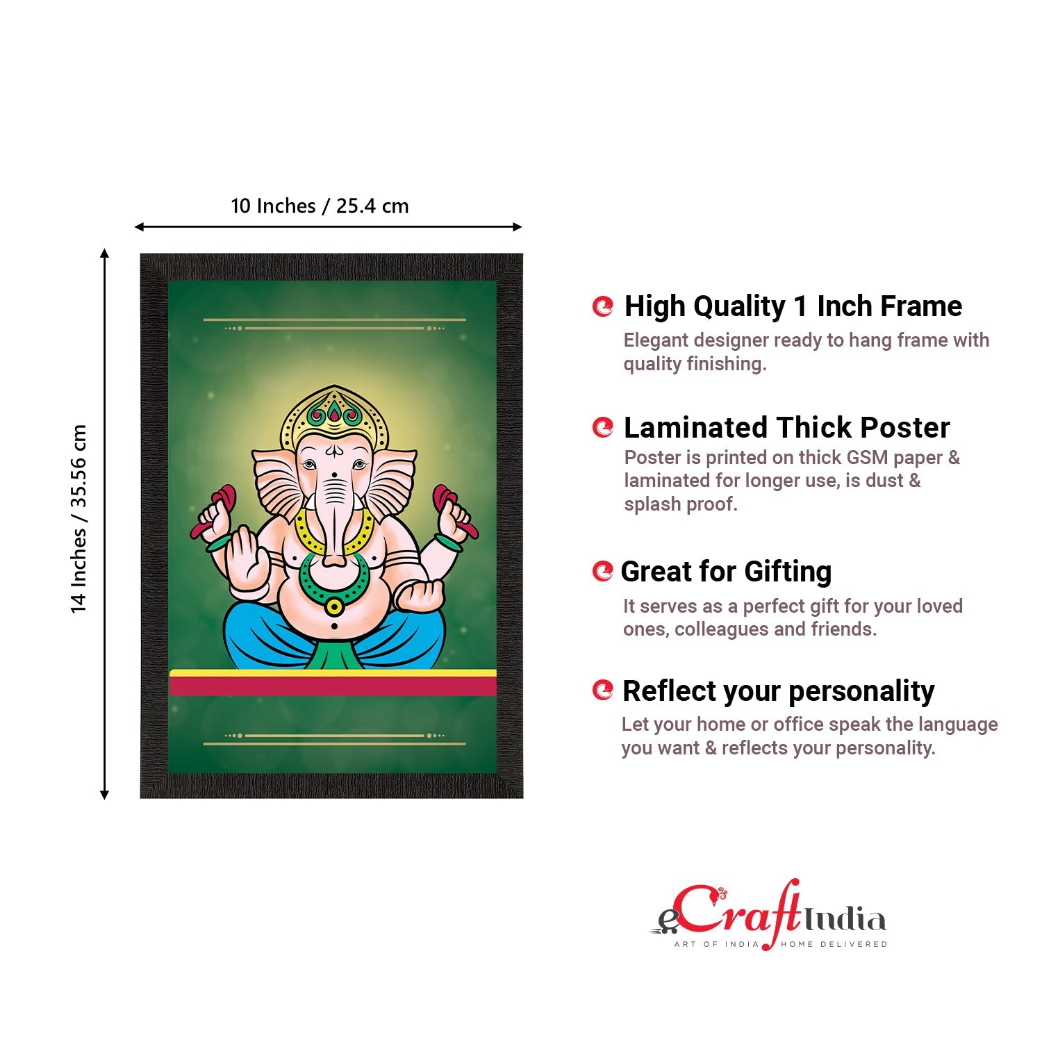 Lord Ganesha Satin Matt Texture UV Art Painting Kafalo