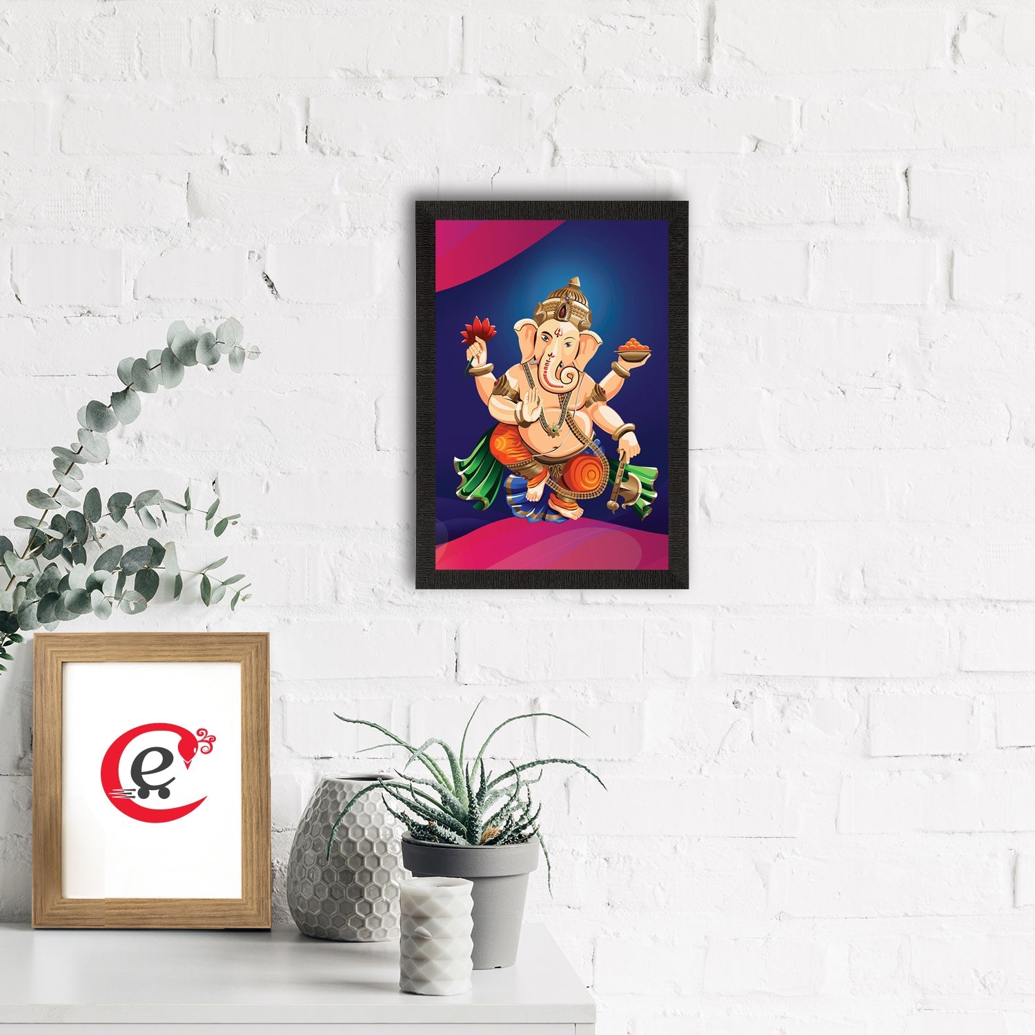 Lord Ganesha Satin Matt Texture UV Art Painting Kafalo