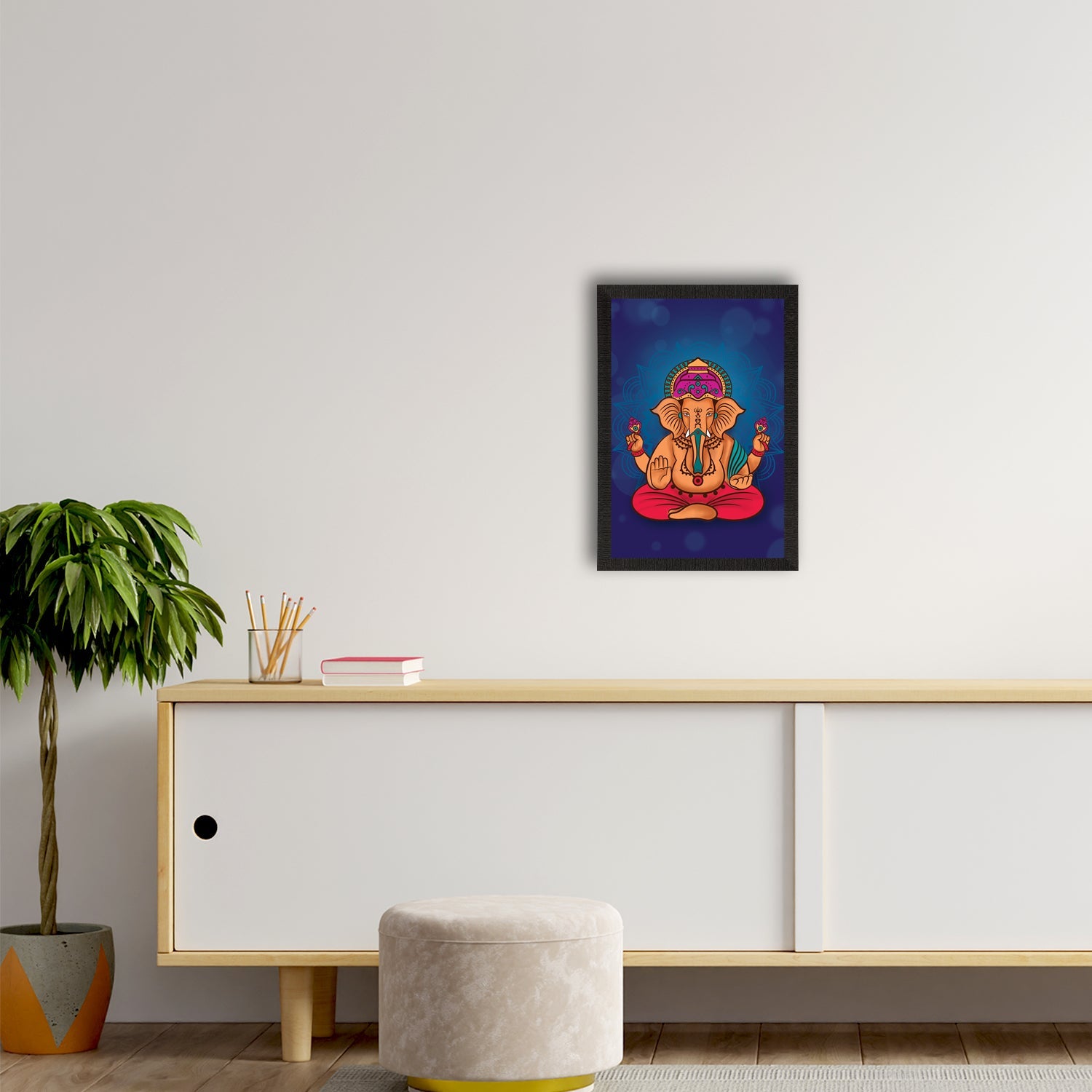 Lord Ganesha Satin Matt Texture UV Art Painting Kafalo