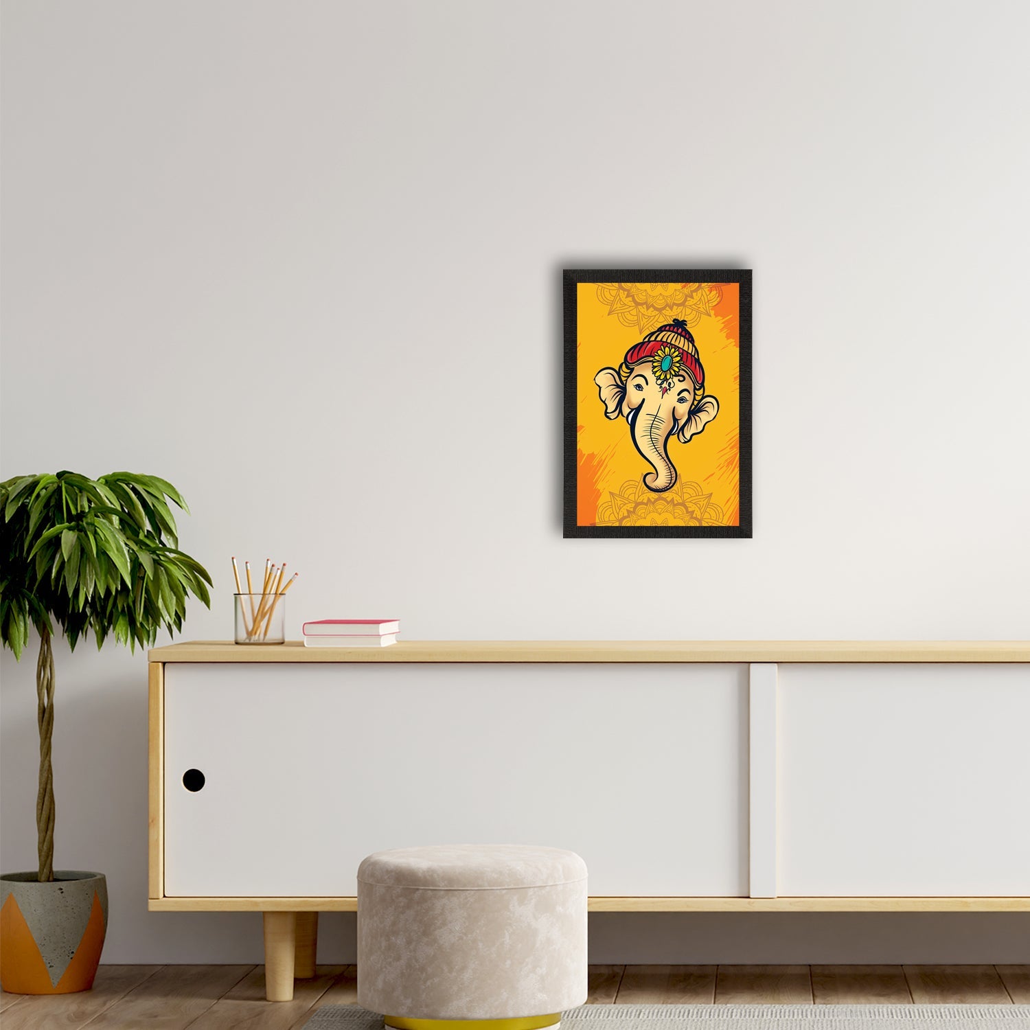 Lord Ganesha Satin Matt Texture UV Art Painting Kafalo