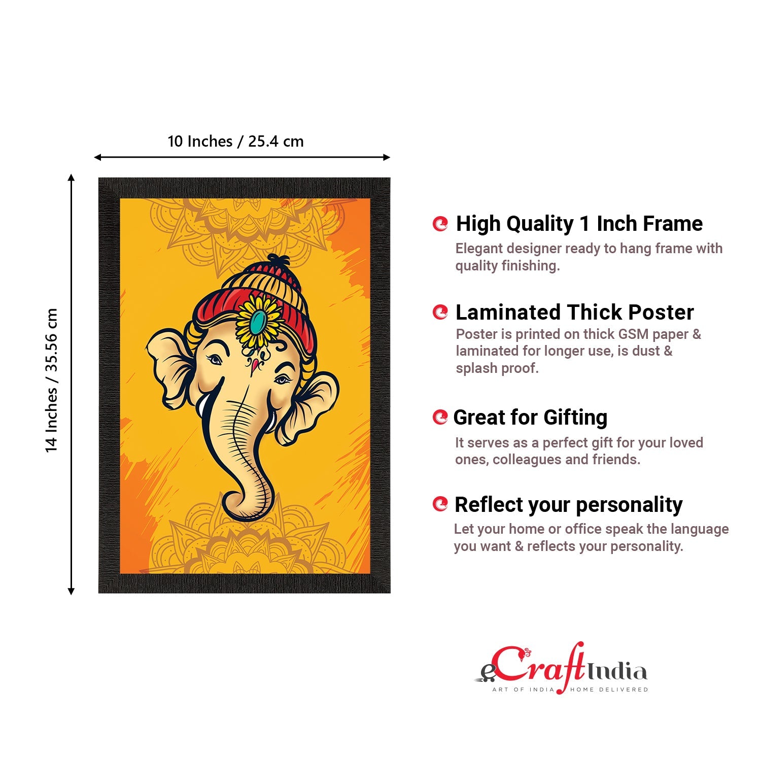 Lord Ganesha Satin Matt Texture UV Art Painting Kafalo