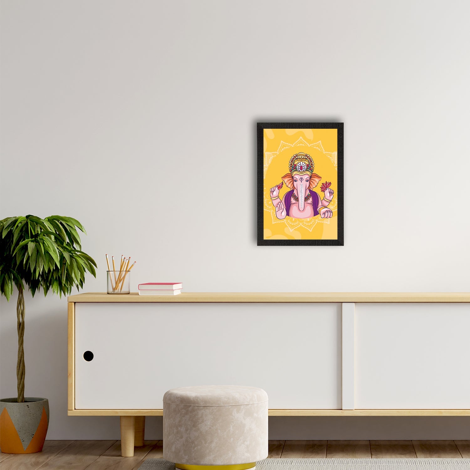 Lord Ganesha Satin Matt Texture UV Art Painting Kafalo