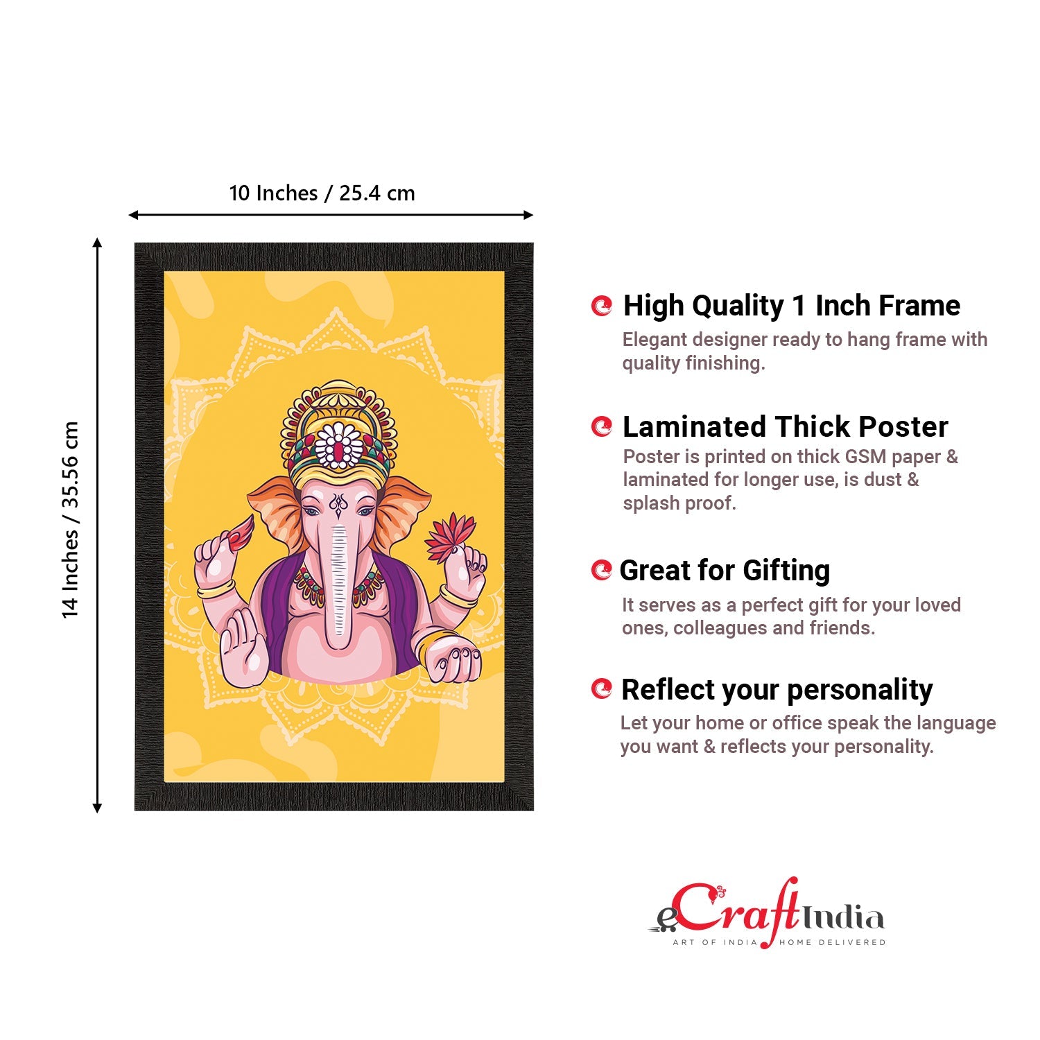 Lord Ganesha Satin Matt Texture UV Art Painting Kafalo