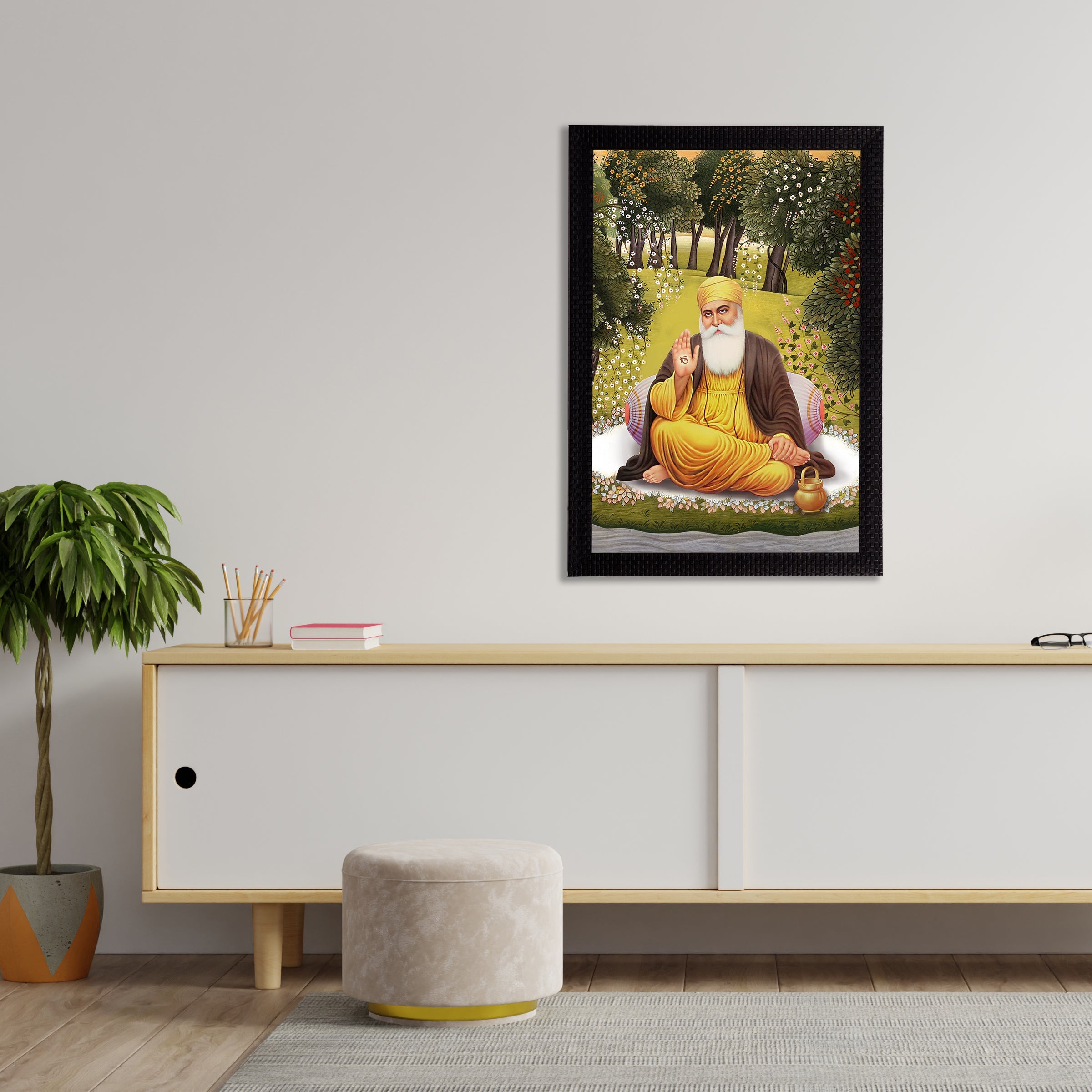 Shri Guru Nanak Dev Ji Painting Digital Printed Religious Wall Art Kafalo