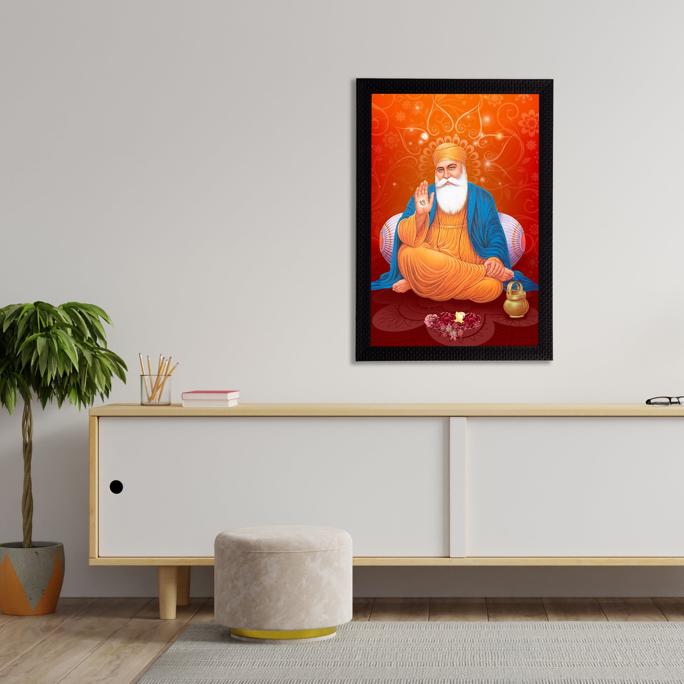 Shri Guru Nanak Dev Ji Painting Digital Printed Religious Wall Art Kafalo