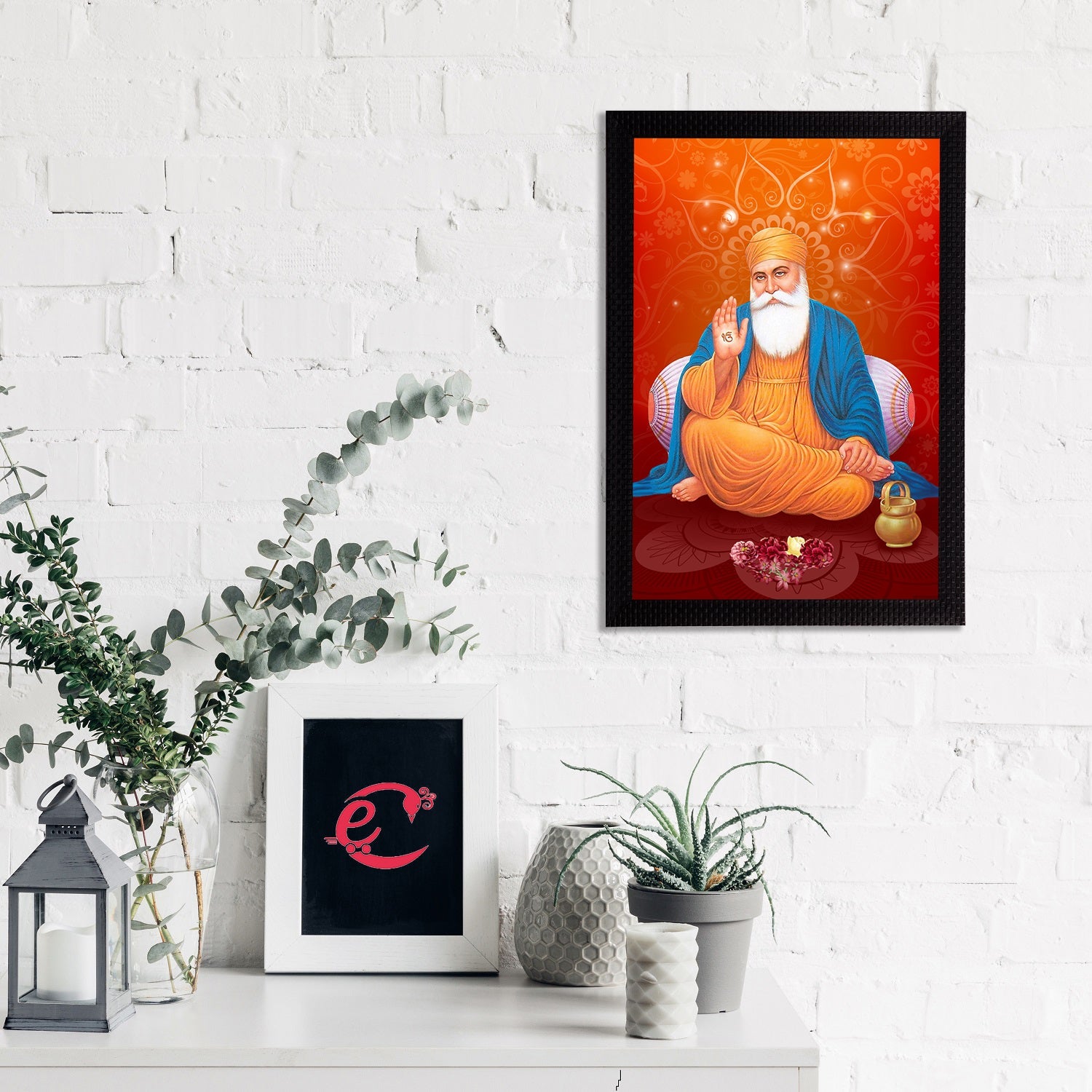 Shri Guru Nanak Dev Ji Painting Digital Printed Religious Wall Art Kafalo