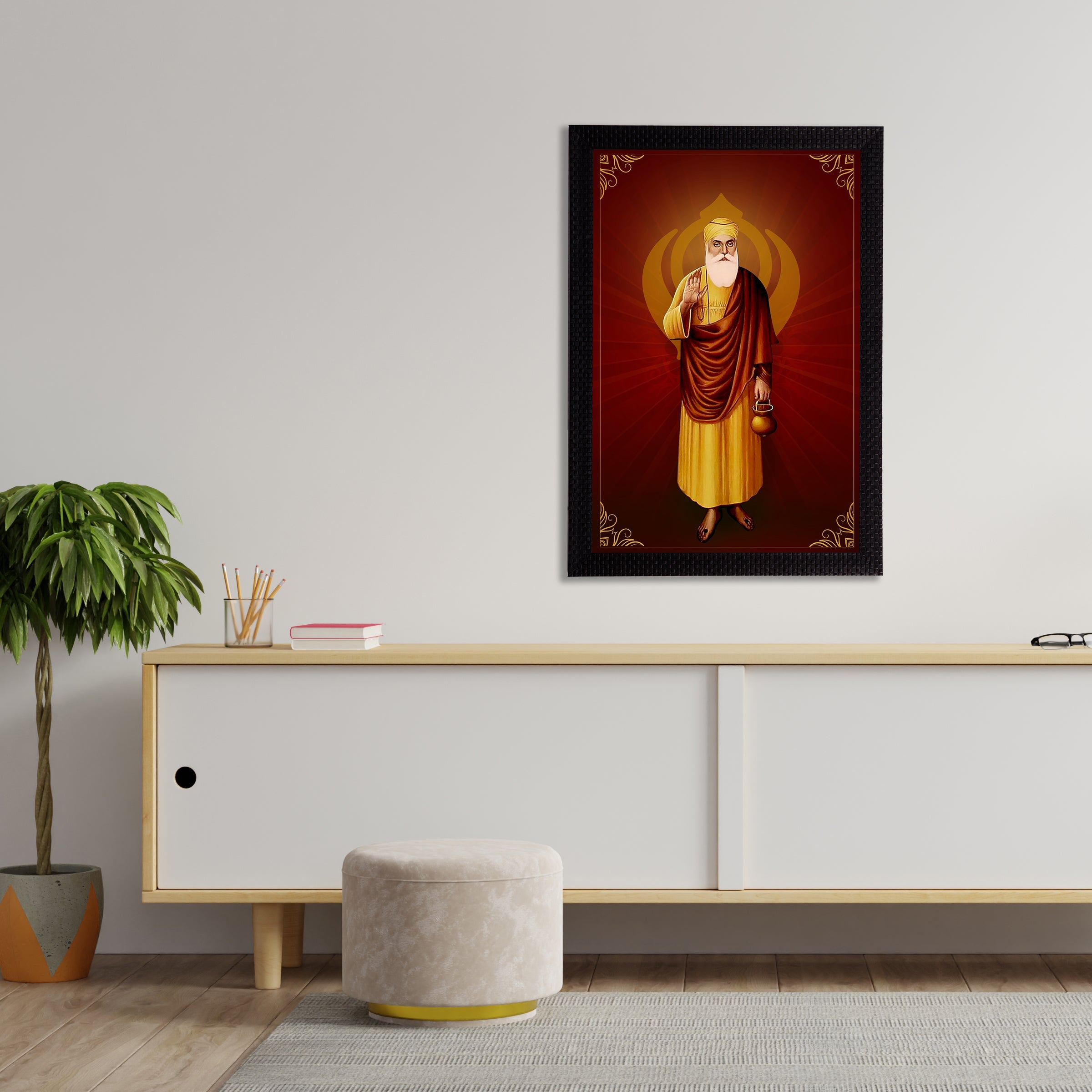 Shri Guru Nanak Dev Ji Painting Digital Printed Religious Wall Art Kafalo