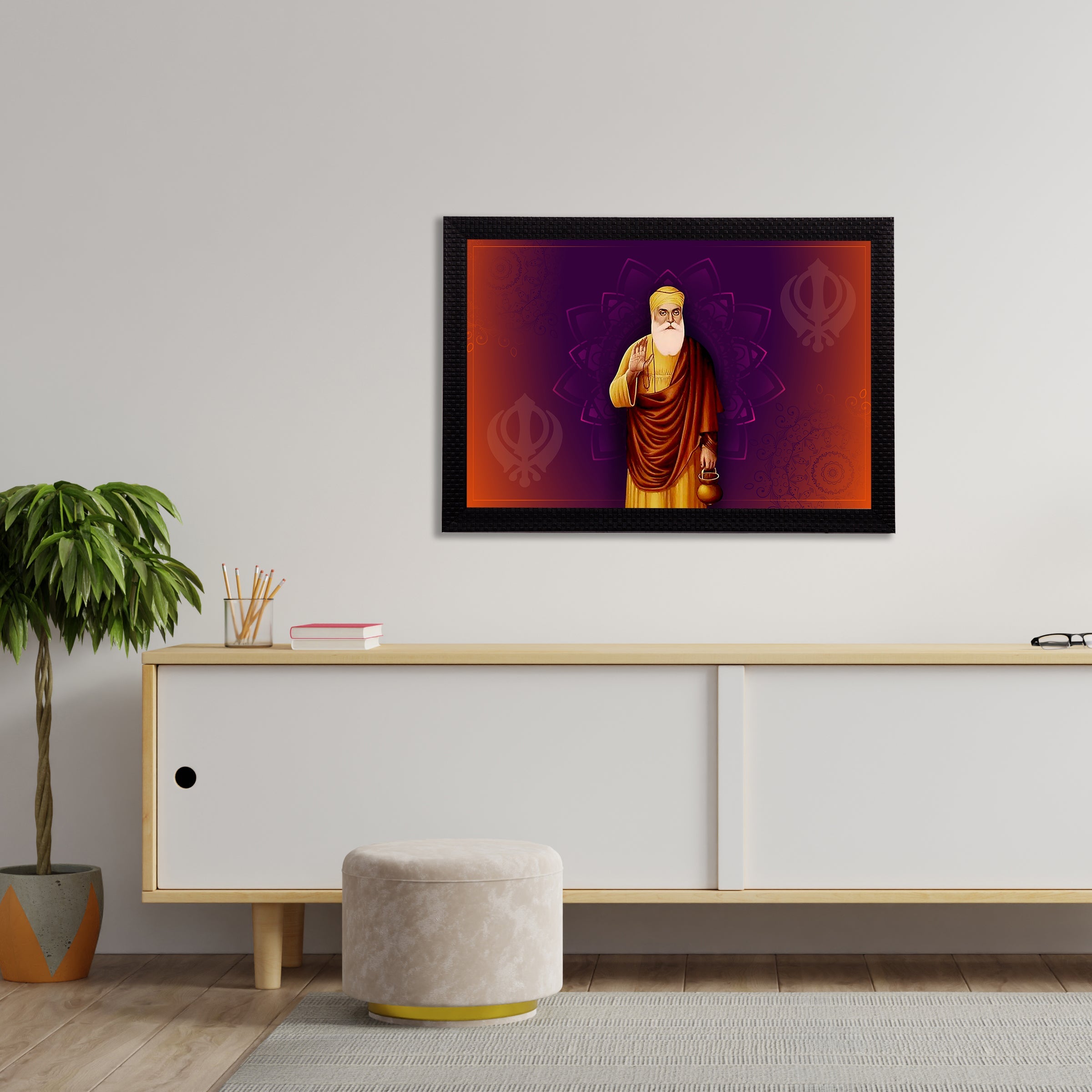 Shri Guru Nanak Dev Ji Painting Digital Printed Religious Wall Art Kafalo