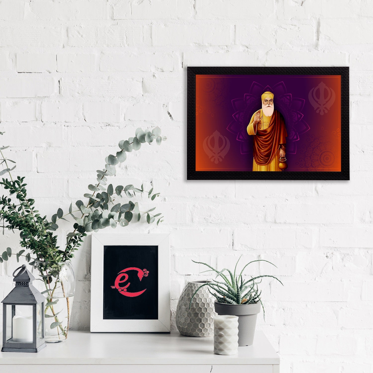 Shri Guru Nanak Dev Ji Painting Digital Printed Religious Wall Art Kafalo