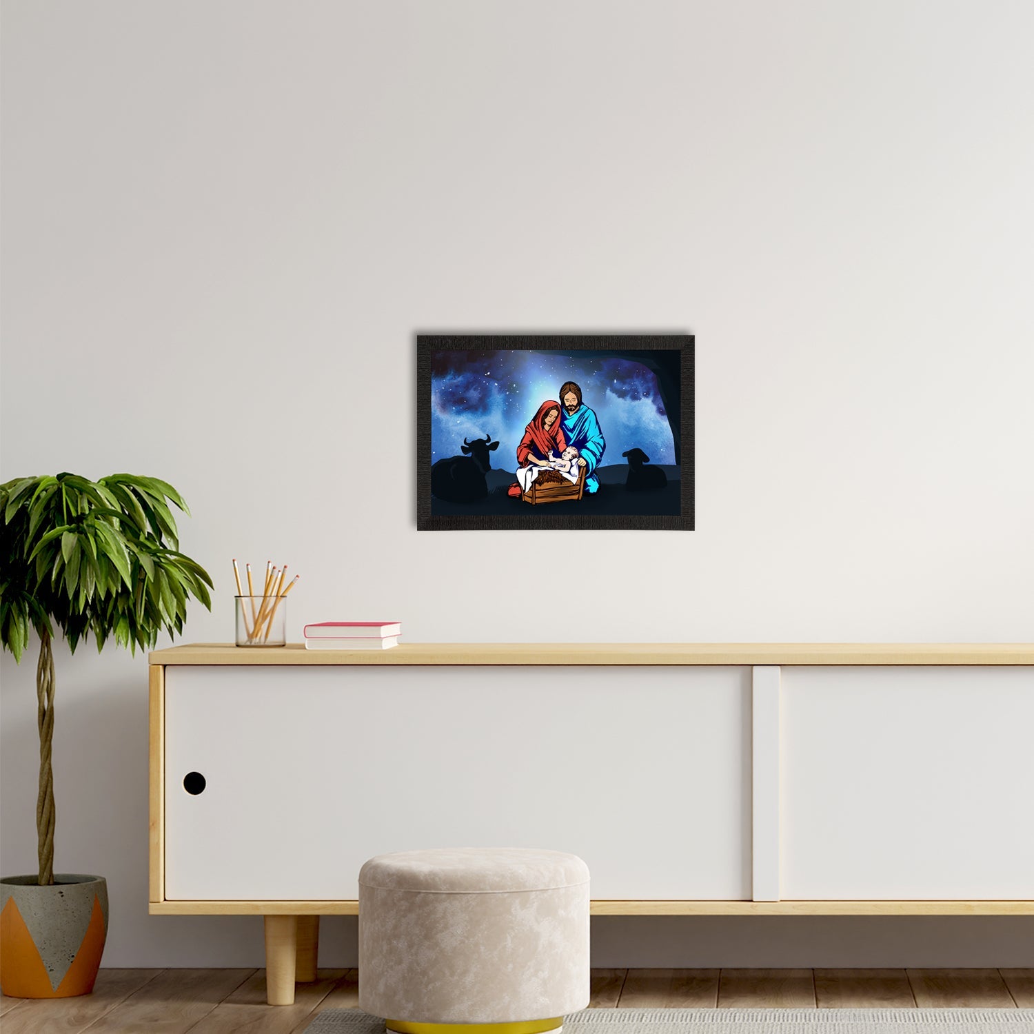 Jesus Birth Scene Satin Matt Texture UV Art Painting Kafalo