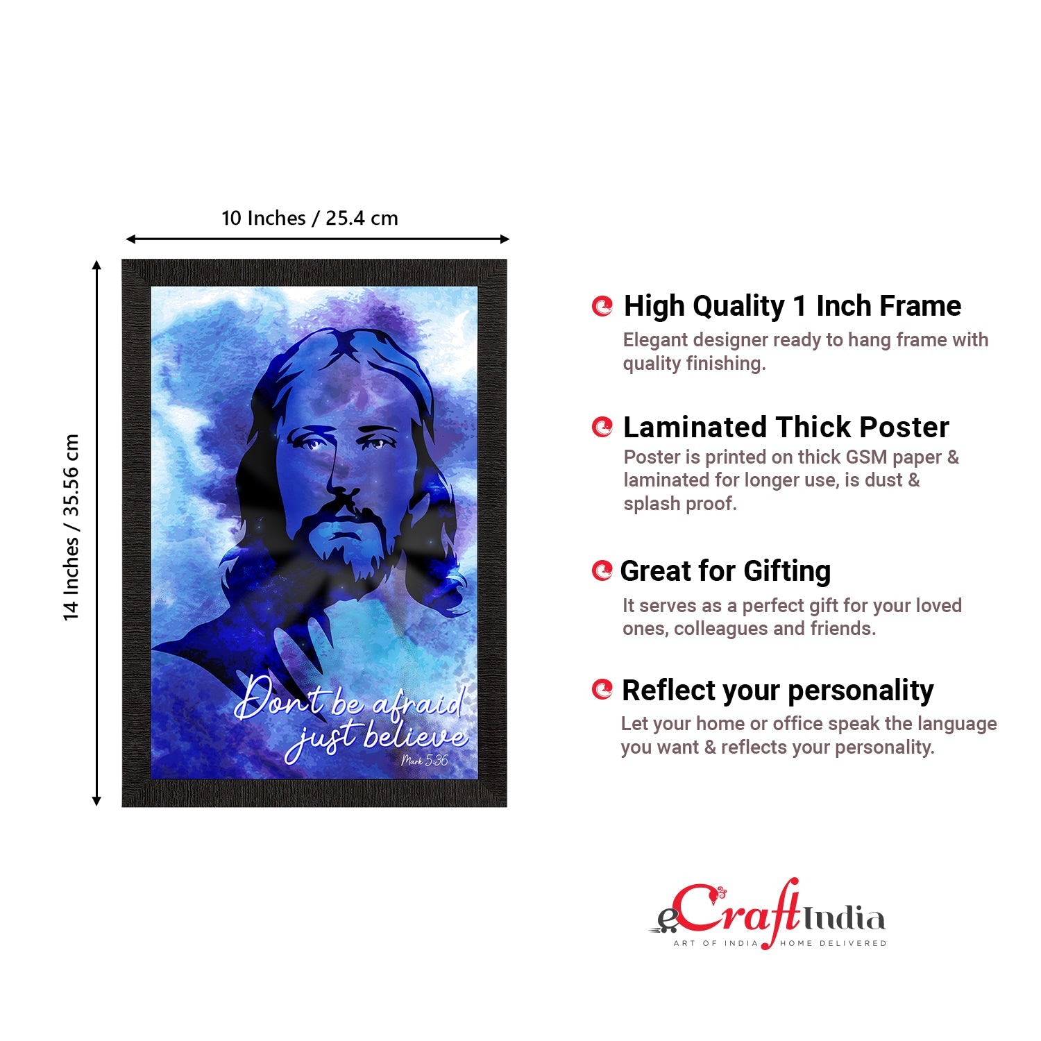 "Don't be Afraid, Just Believe" Jesus Christ Satin Matt Texture UV Art Painting Kafalo