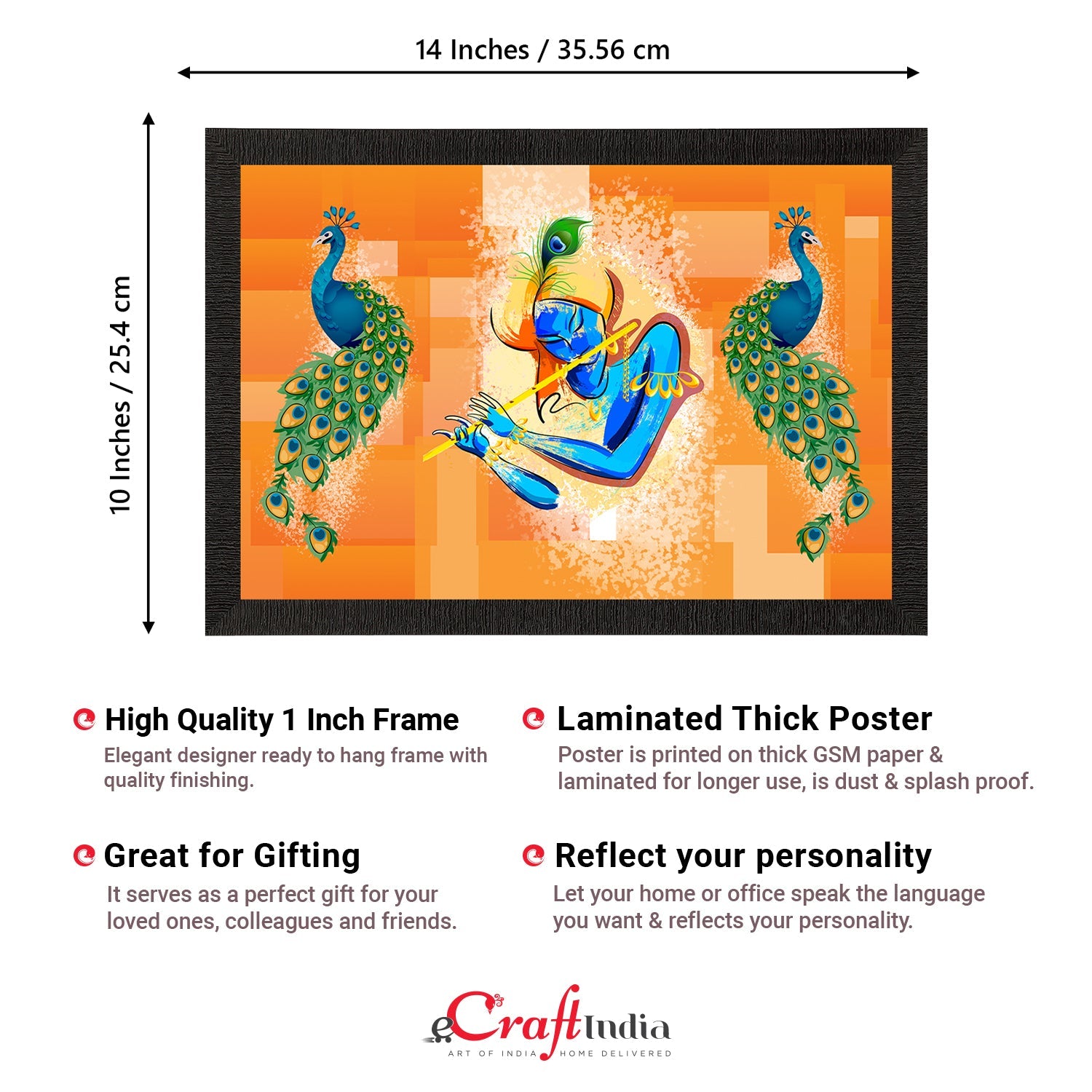 Lord Krishna Satin Matt Texture UV Art Painting Kafalo