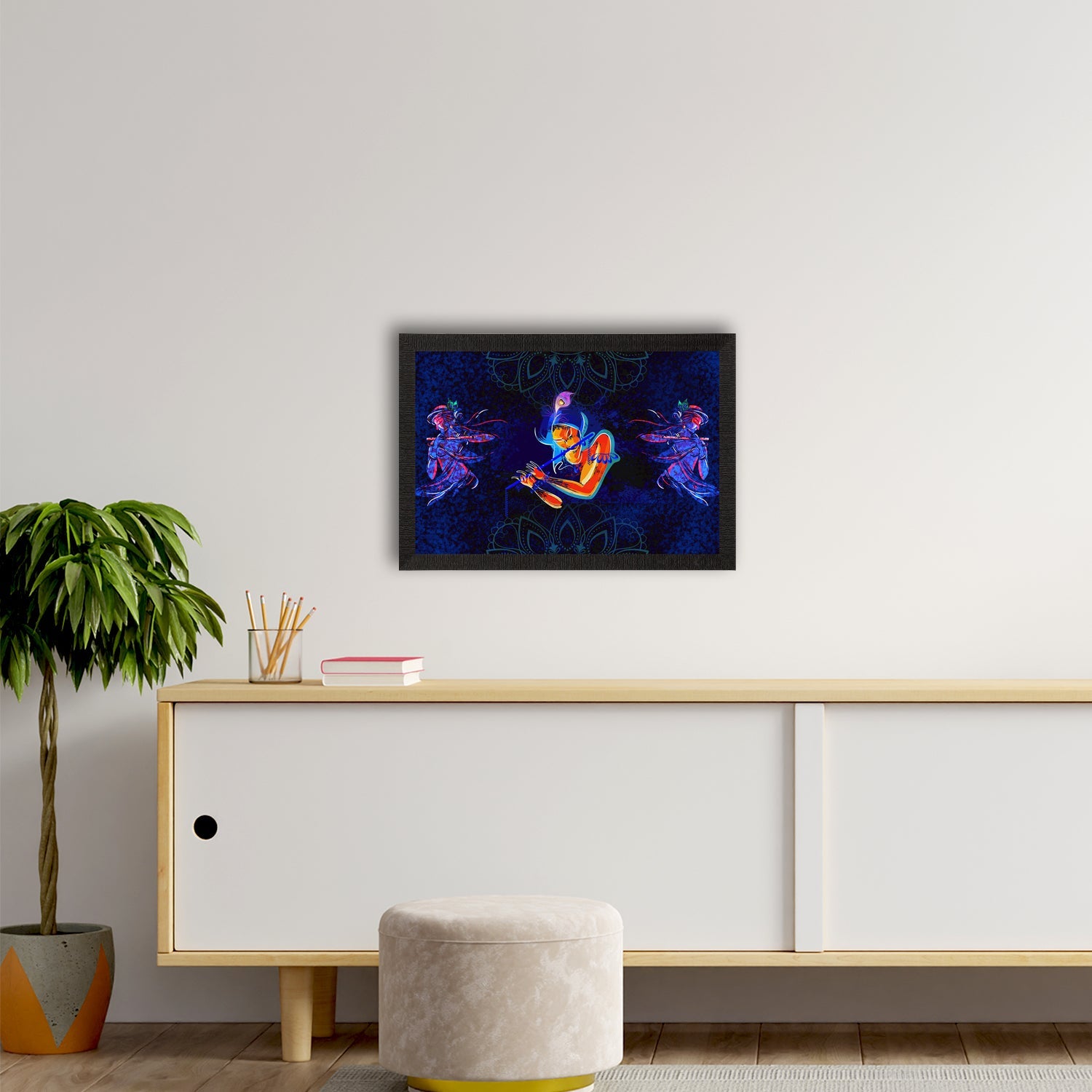 Lord Krishna Satin Matt Texture UV Art Painting Kafalo