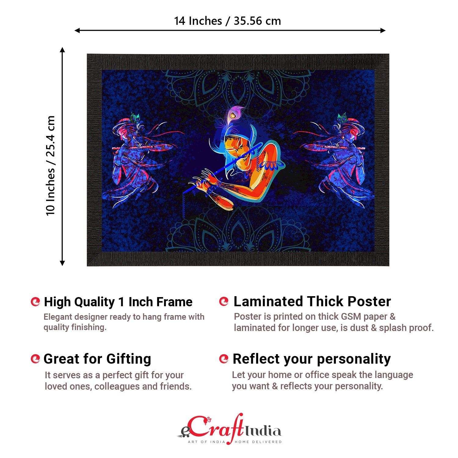 Lord Krishna Satin Matt Texture UV Art Painting Kafalo