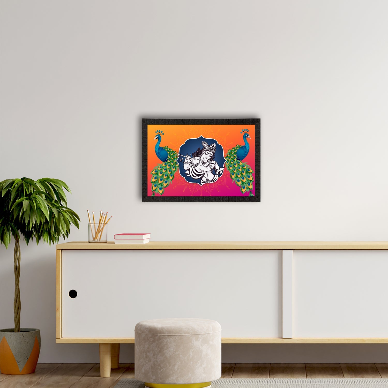 Lord Krishna Satin Matt Texture UV Art Painting Kafalo