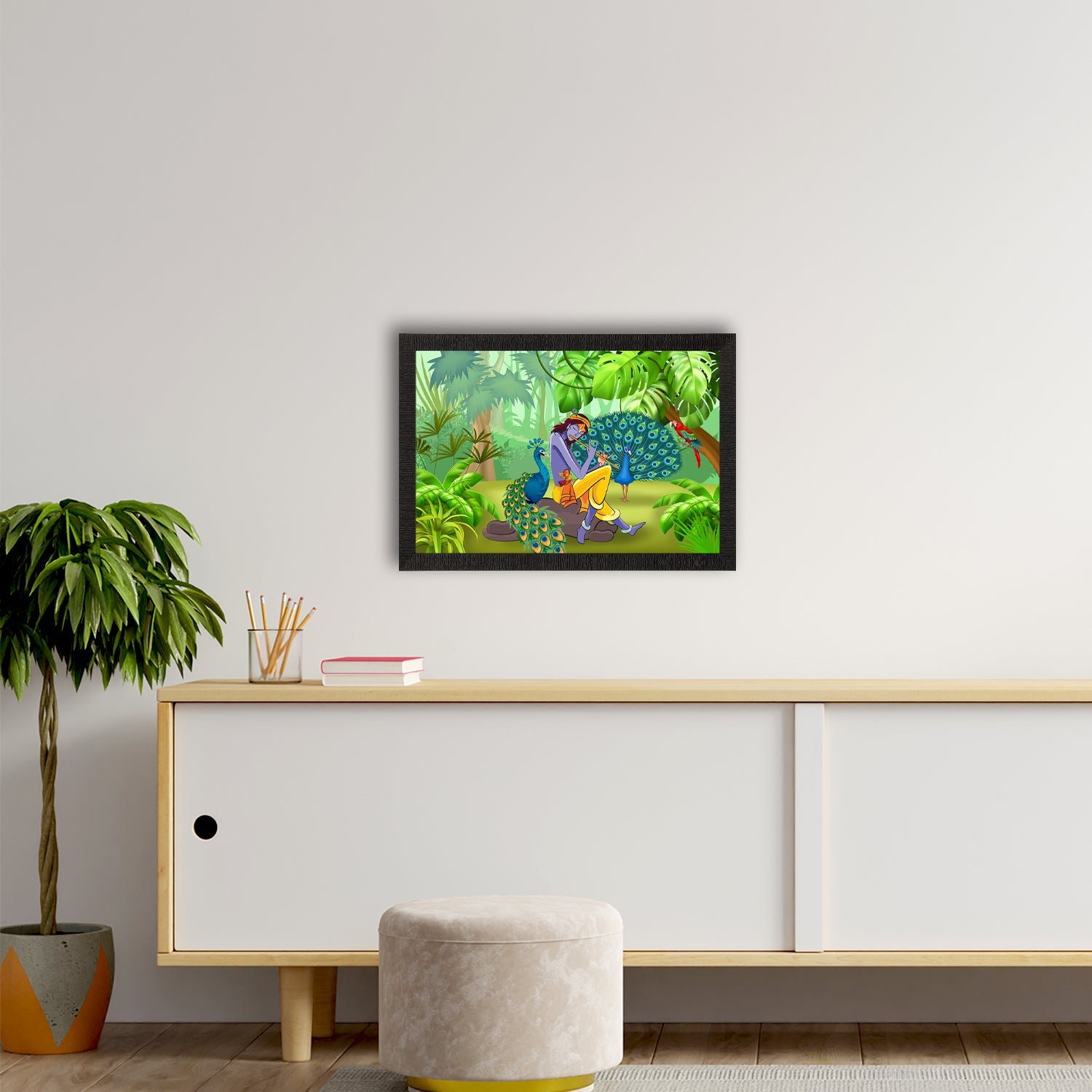 Lord Krishna Satin Matt Texture UV Art Painting Kafalo