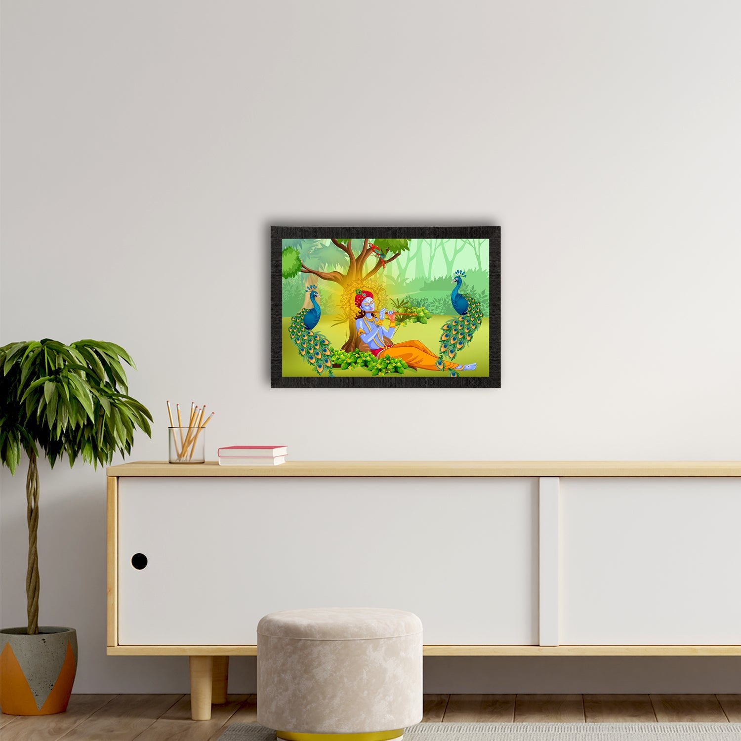 Lord Krishna Satin Matt Texture UV Art Painting Kafalo