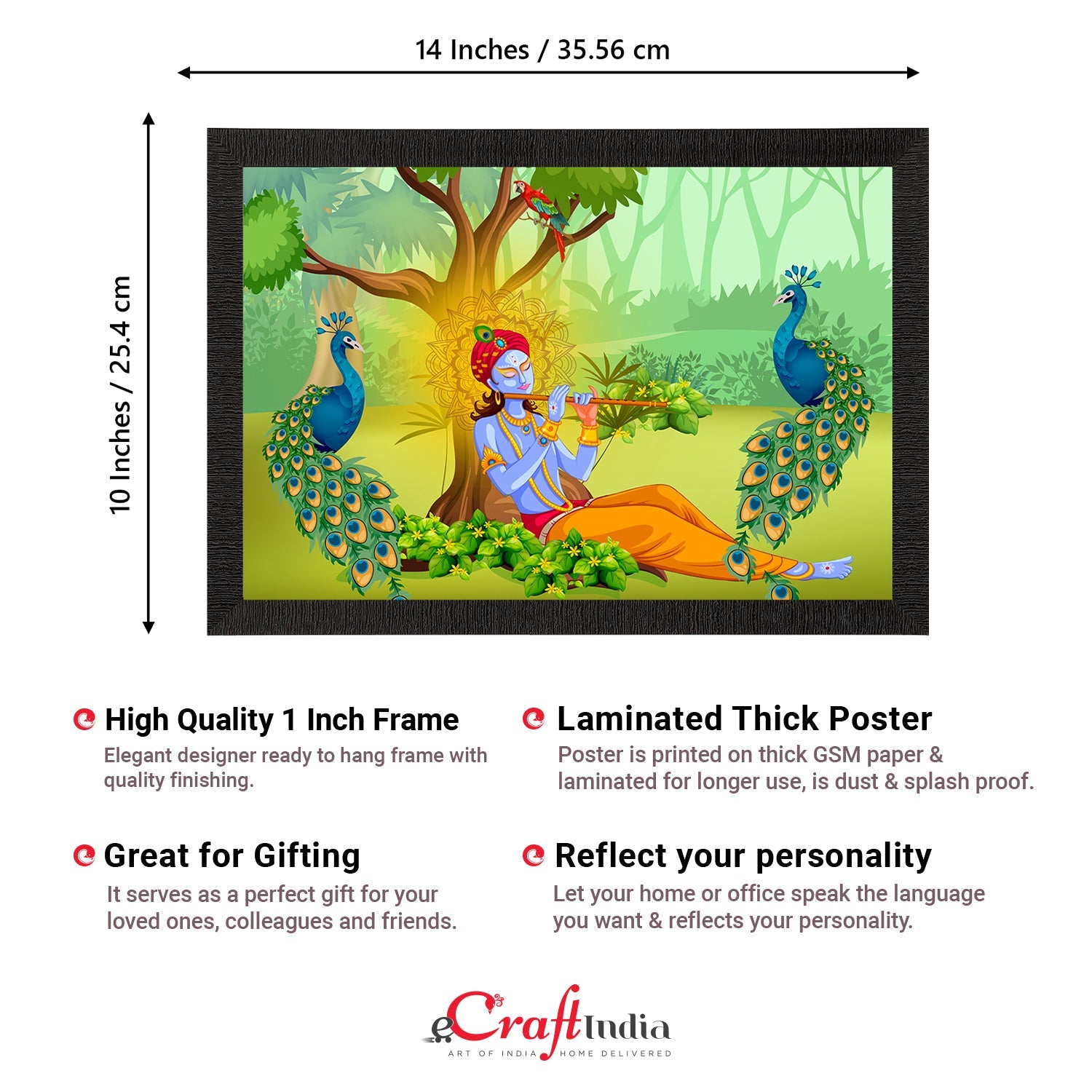 Lord Krishna Satin Matt Texture UV Art Painting Kafalo