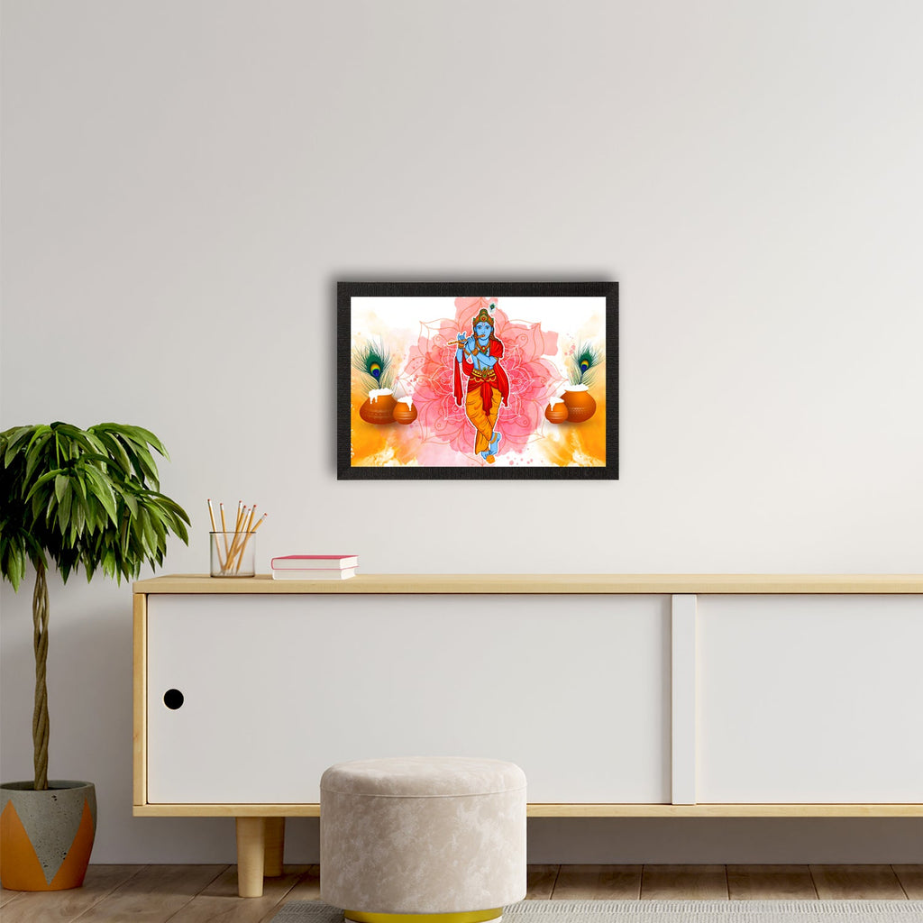 Lord Krishna Satin Matt Texture UV Art Painting Kafalo