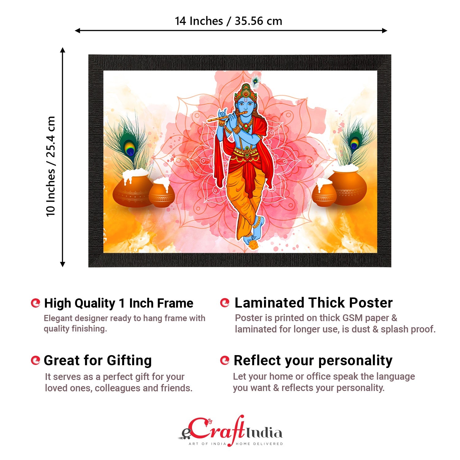 Lord Krishna Satin Matt Texture UV Art Painting Kafalo