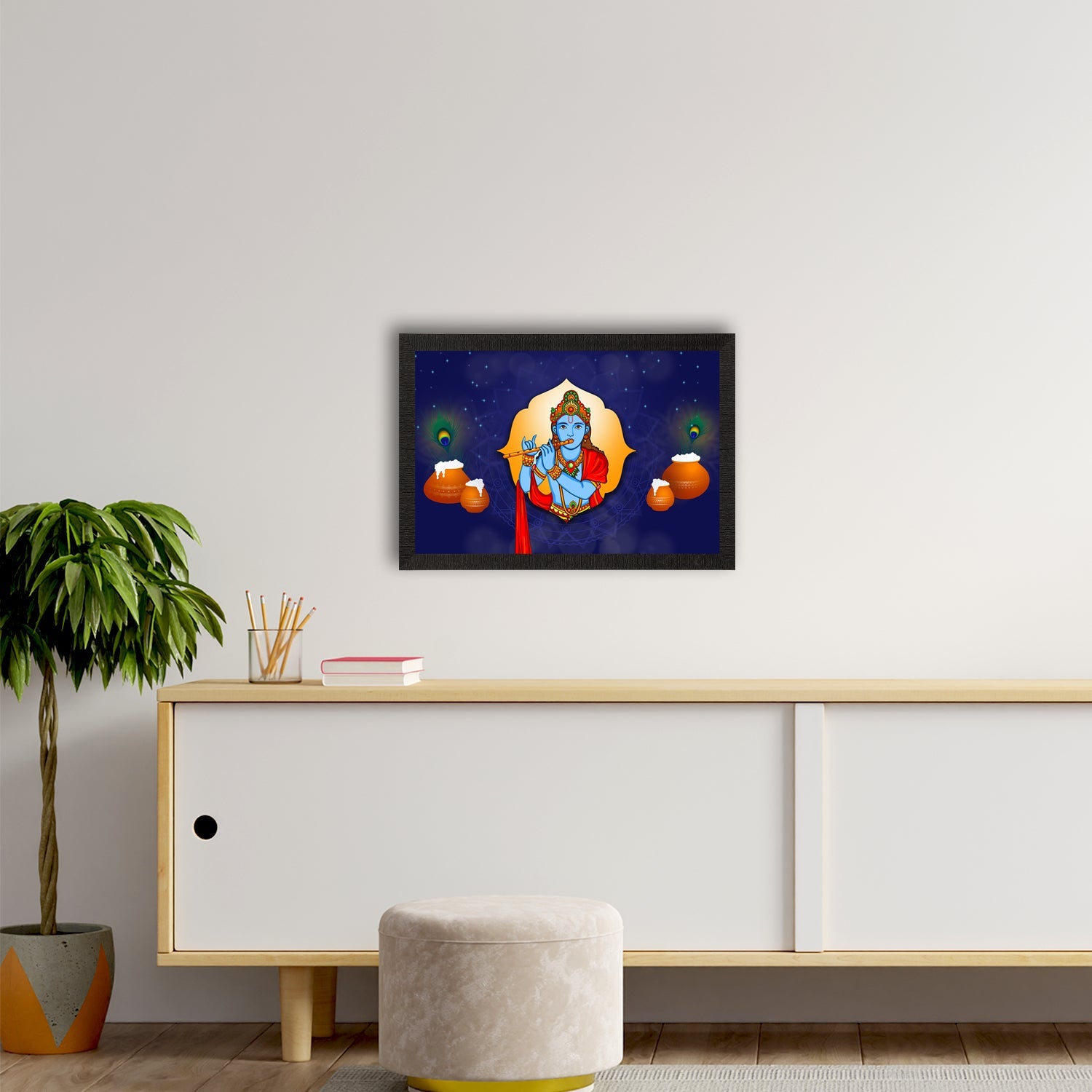 Lord Krishna Satin Matt Texture UV Art Painting Kafalo