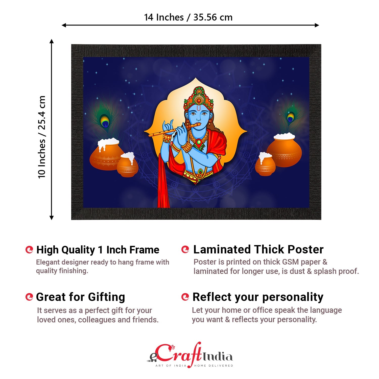 Lord Krishna Satin Matt Texture UV Art Painting Kafalo