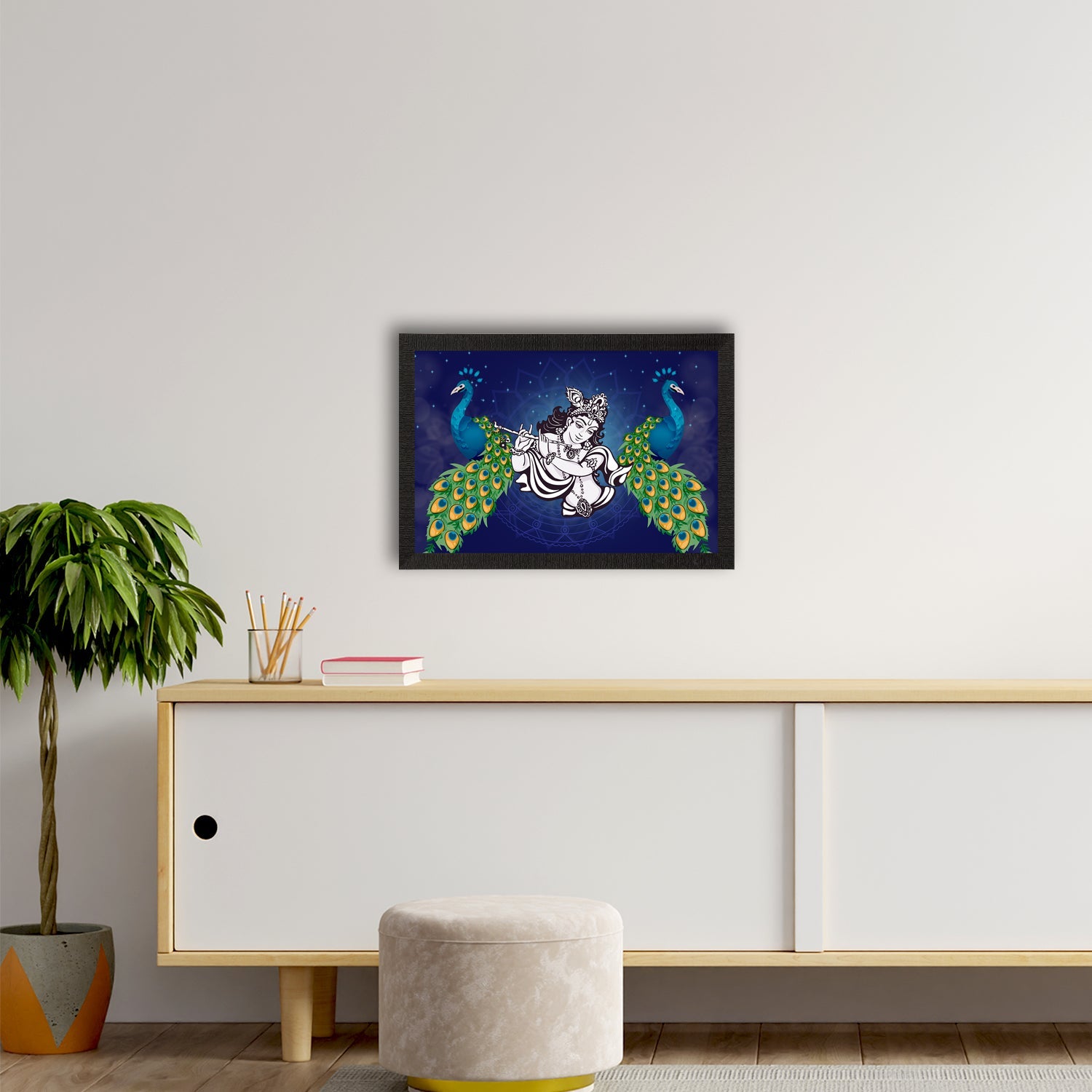 Lord Krishna Satin Matt Texture UV Art Painting Kafalo
