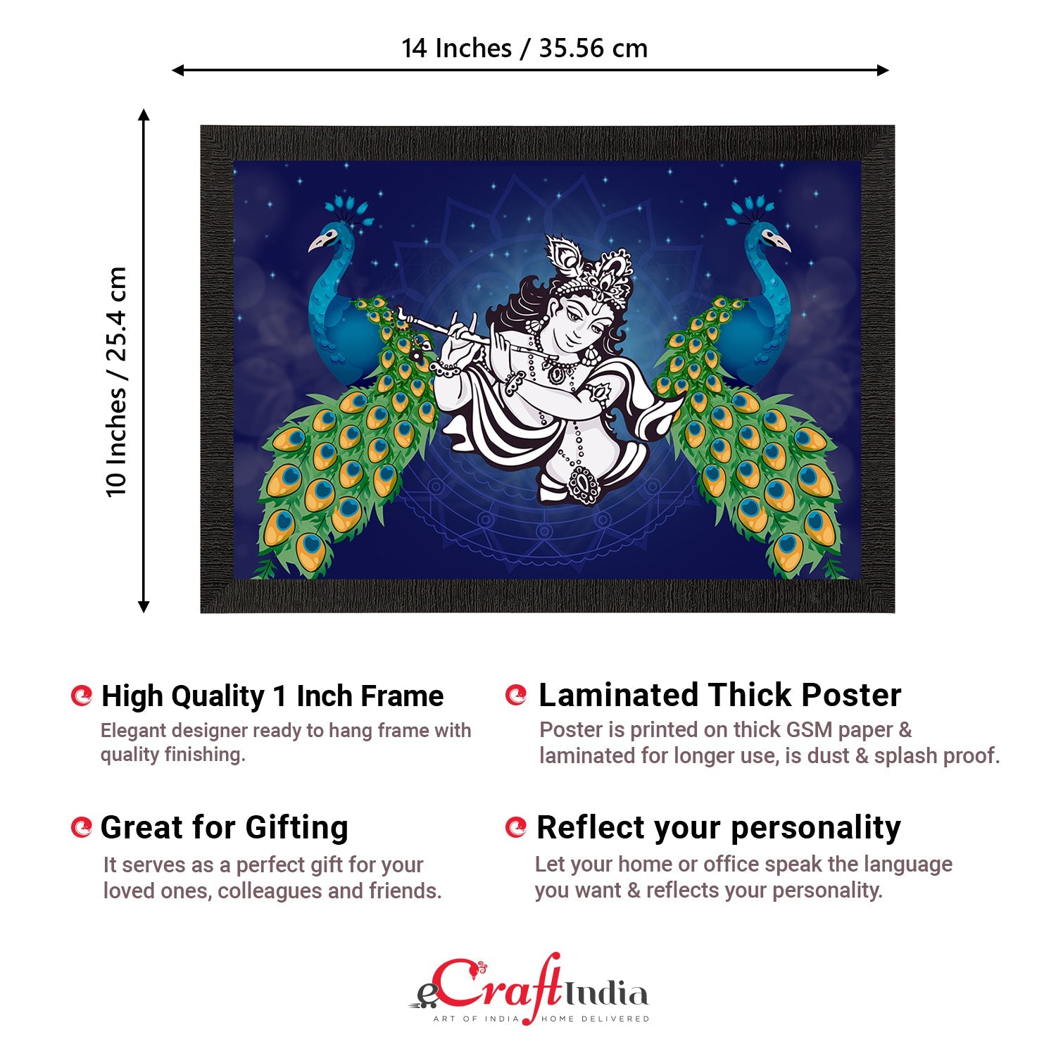 Lord Krishna Satin Matt Texture UV Art Painting Kafalo