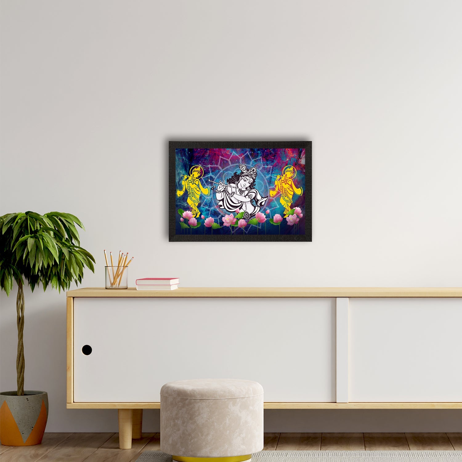 Lord Krishna Satin Matt Texture UV Art Painting Kafalo