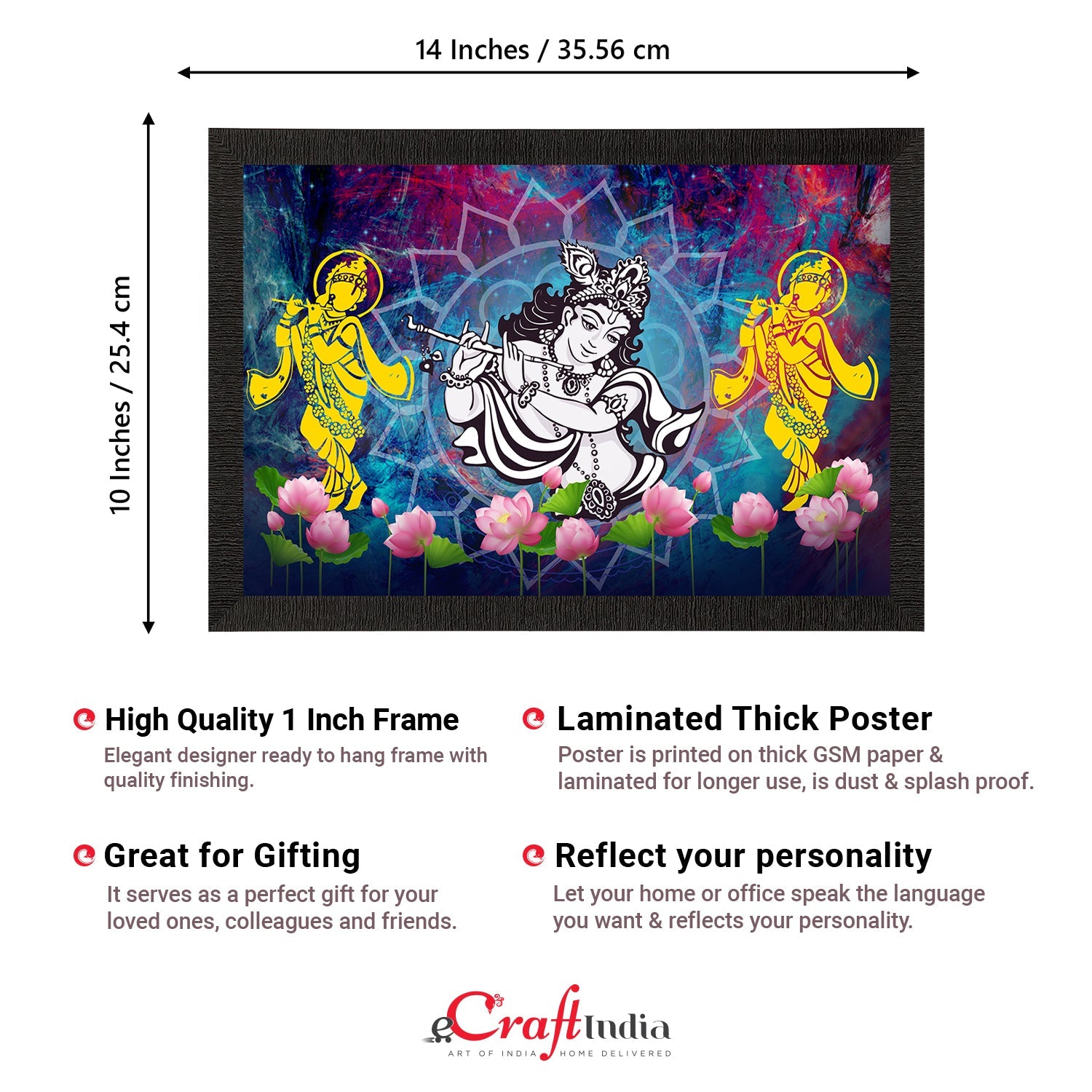 Lord Krishna Satin Matt Texture UV Art Painting Kafalo