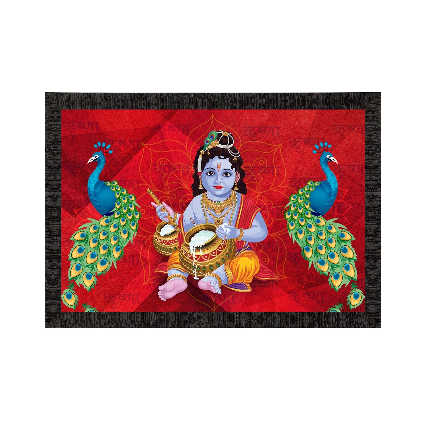 Lord Krishna Satin Matt Texture UV Art Painting Kafalo