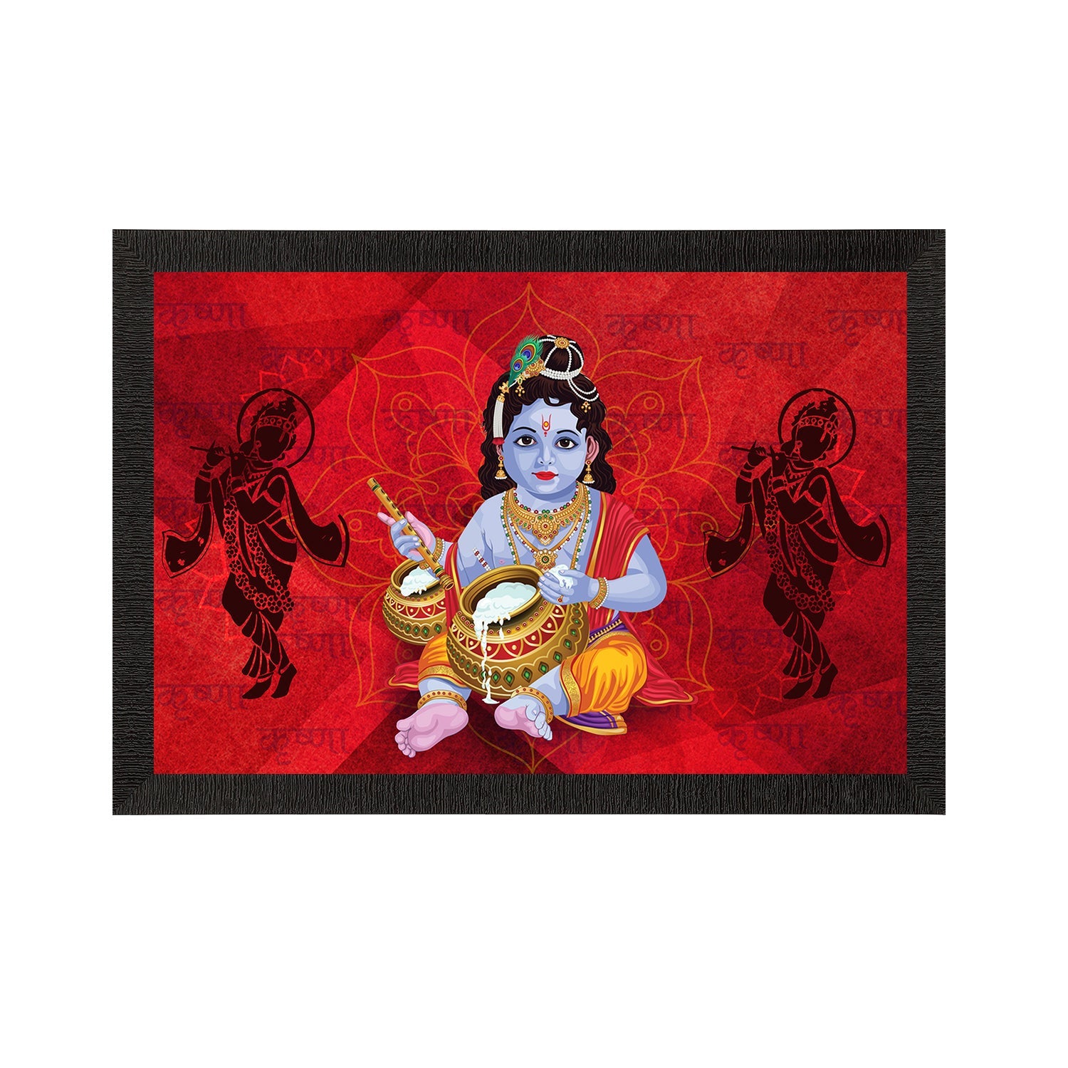Lord Krishna Painting Digital Printed Religious Wall Art Kafalo