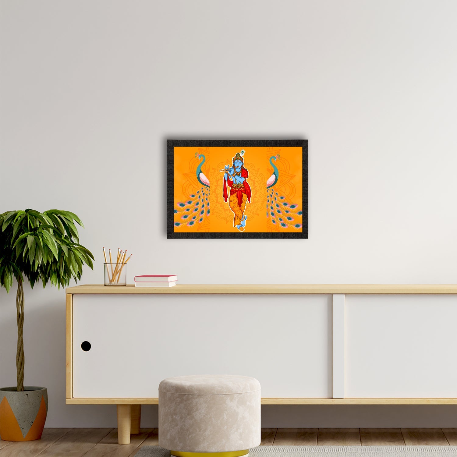Lord Krishna Satin Matt Texture UV Art Painting Kafalo
