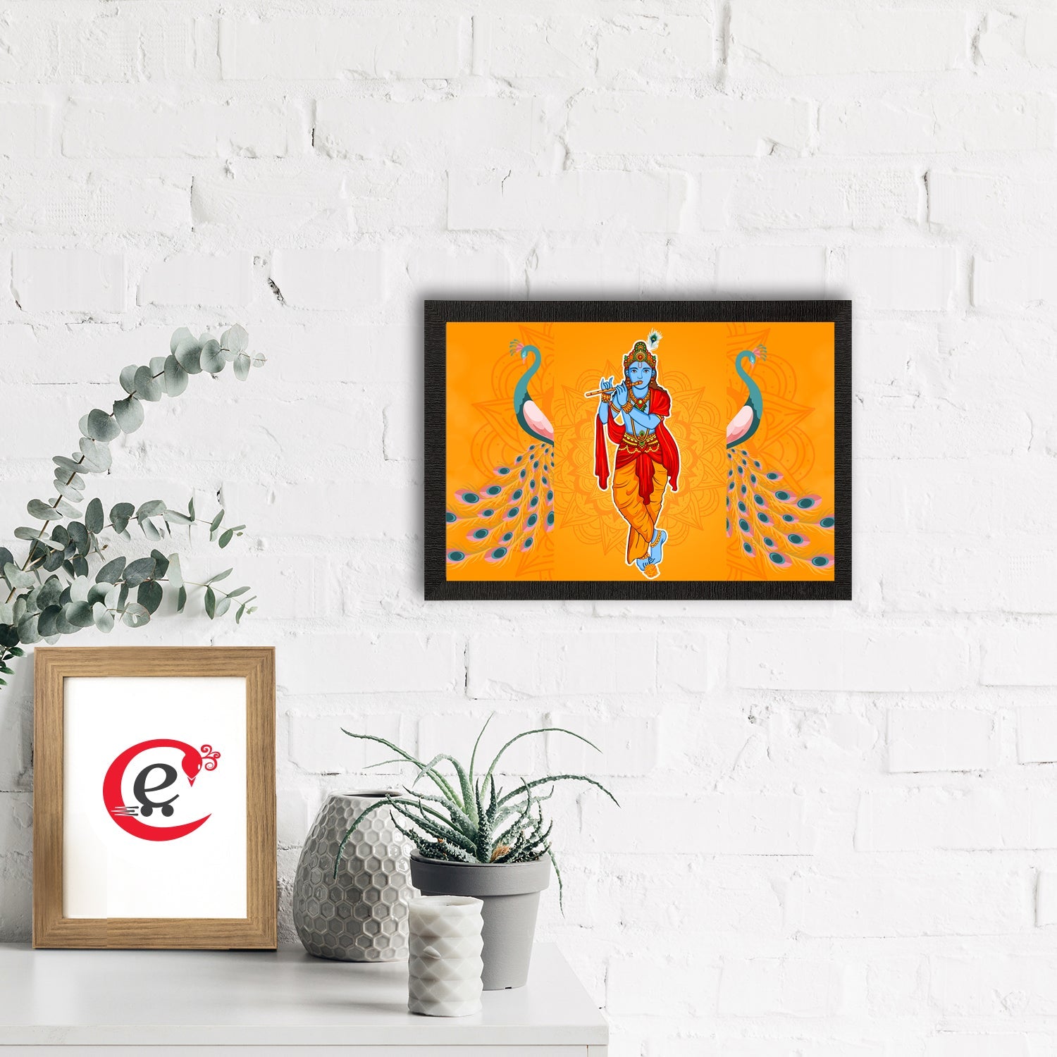 Lord Krishna Satin Matt Texture UV Art Painting Kafalo